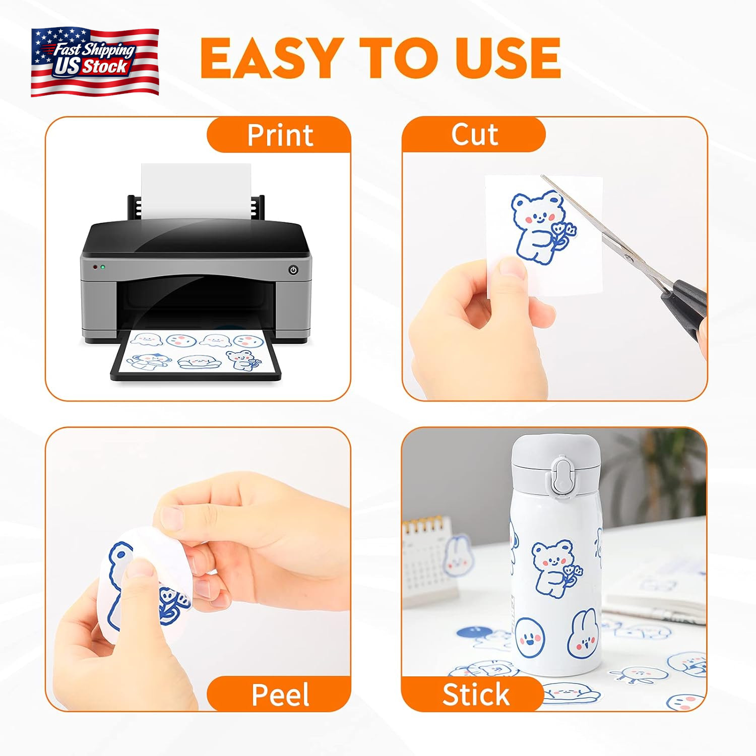 50 Sheets Frosted Waterproof Printable Vinyl Sticker Paper for Inkjet Printer &