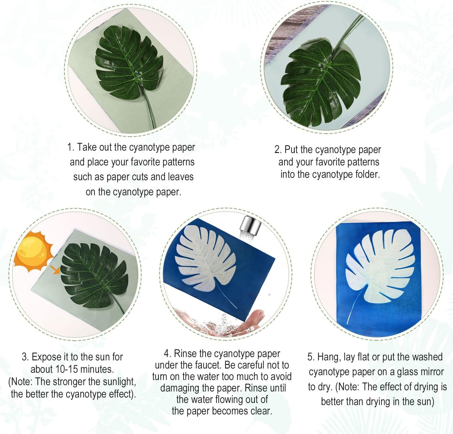 24 Pcs Sun Print Paper Kit, A7 Cyanotype Paper & Folder High Sensitive Solar