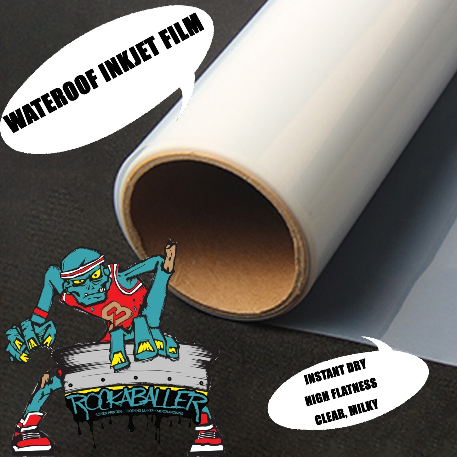 2 rolls，17″x100ft，Waterproof Inkjet Milky Transparency Screen Printing Film