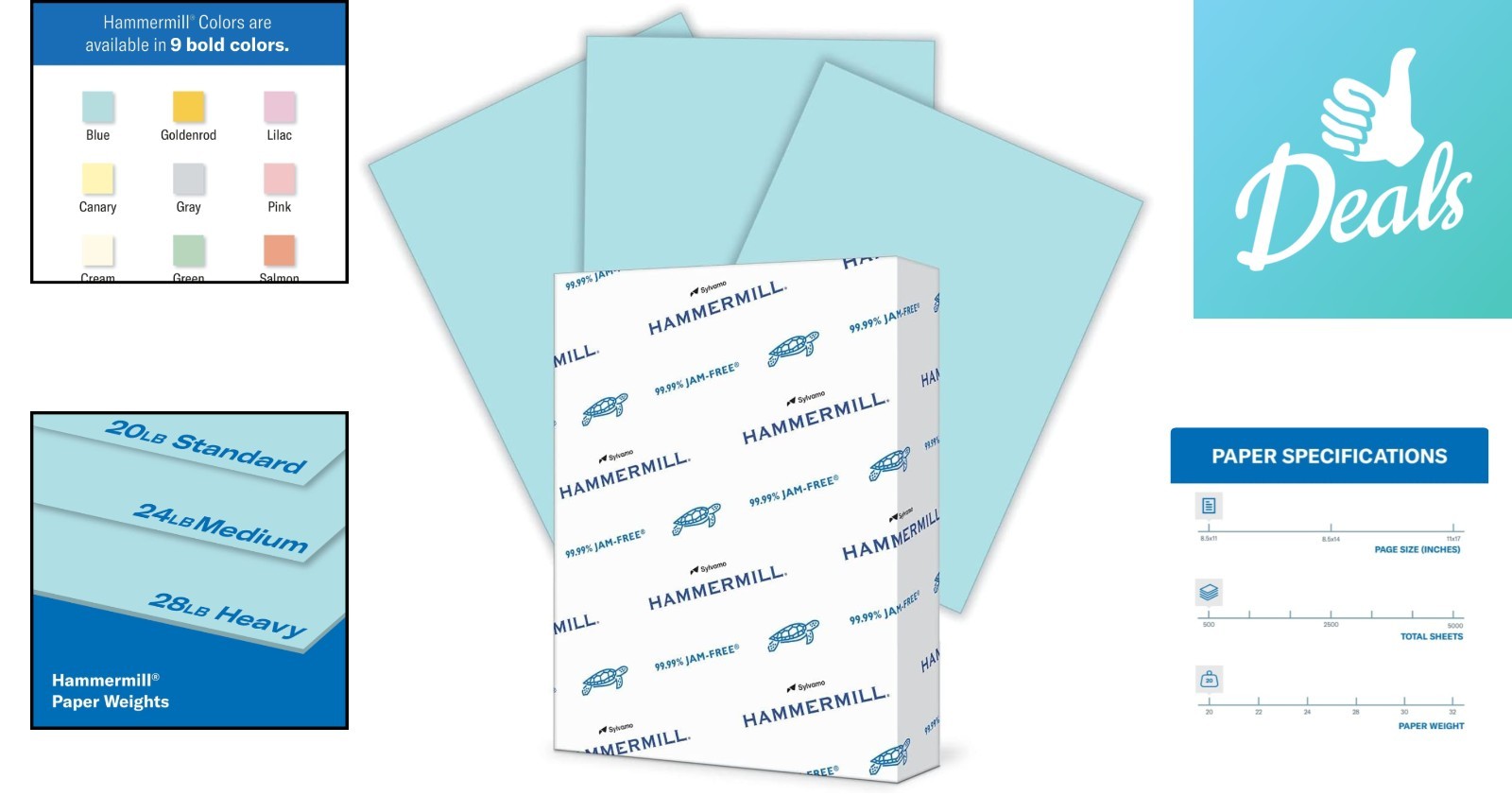 Pastel Blue Colored Paper, 20 lb, 8.5 x 11 | 500 Sheets, Sustainably Made