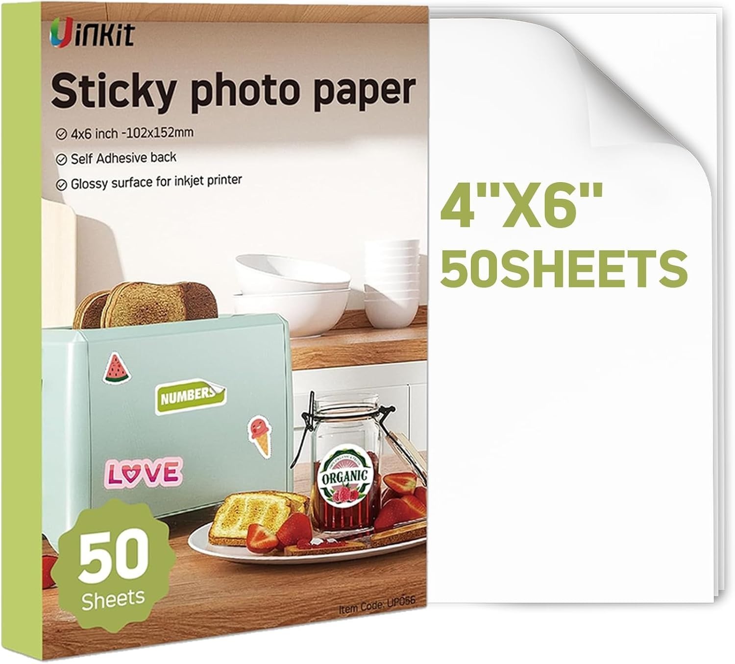 Vivid 4×6 Glossy Inkjet Sticker Paper – 50 Sheets