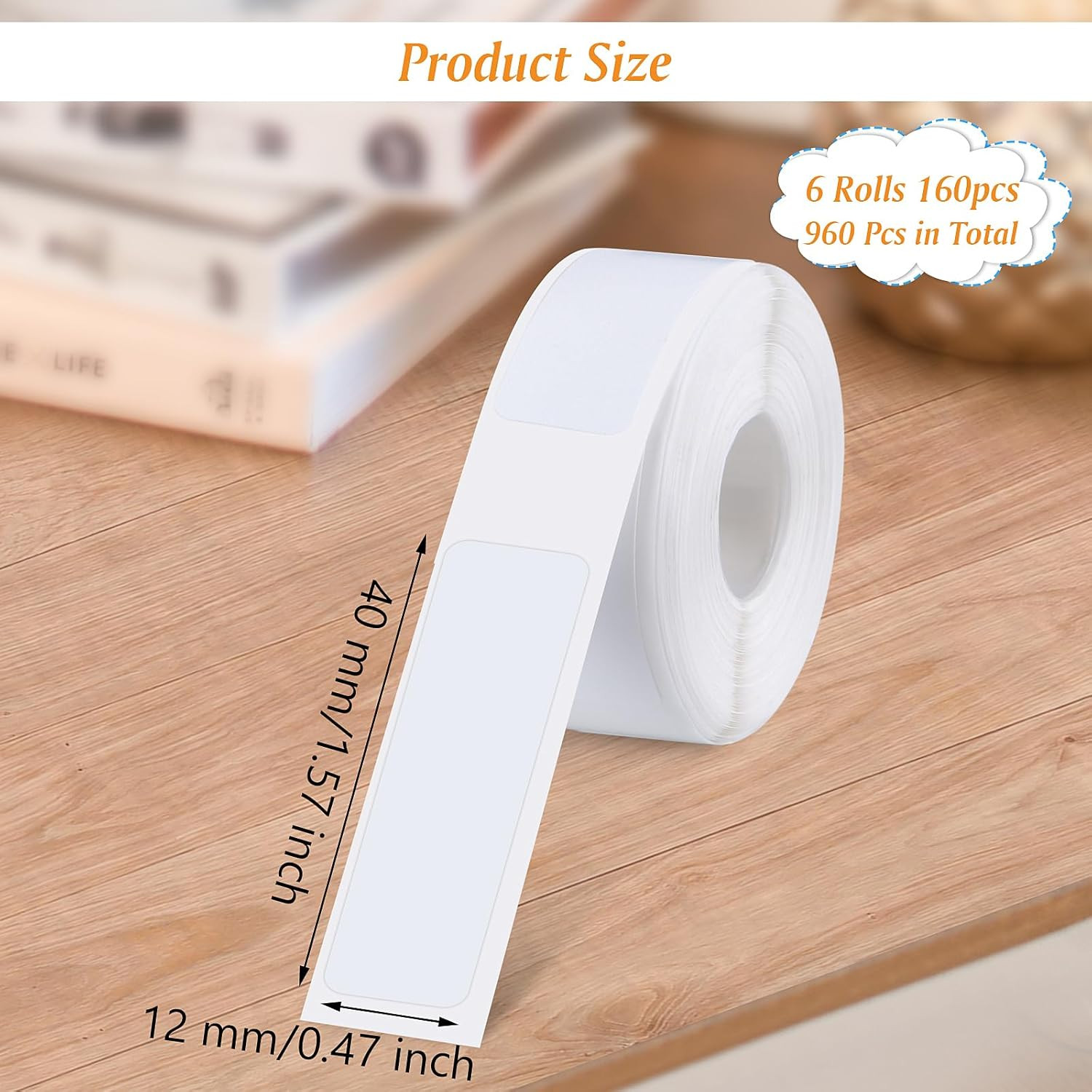 6 Rolls Label Maker Tape 12x40mm D30 Thermal Stickers Waterproof 960 Labels