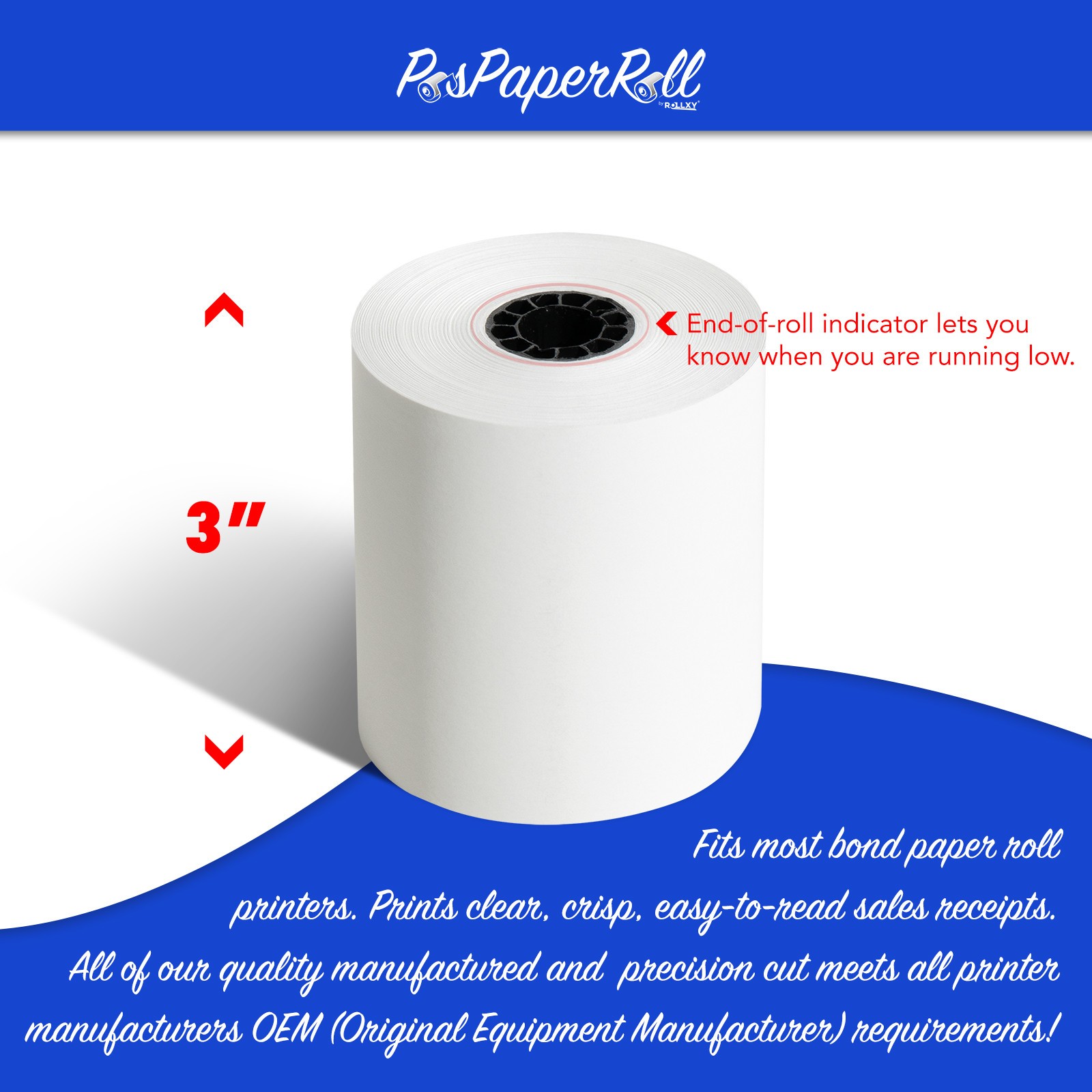 3″ x 150′ 1-Ply Bond 50 Rolls Paper for Epson TM-U200B TM-U200D TM-U210 TM-U220