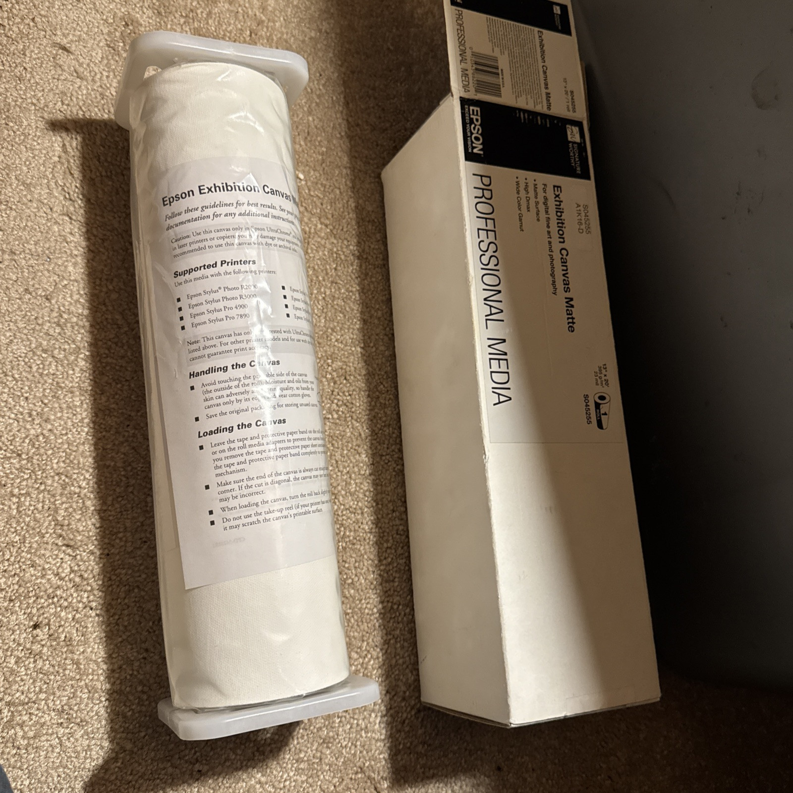 Epson S045255 Exhibition Canvas Matte Archival Inkjet Paper (13″ x 20′ Roll)