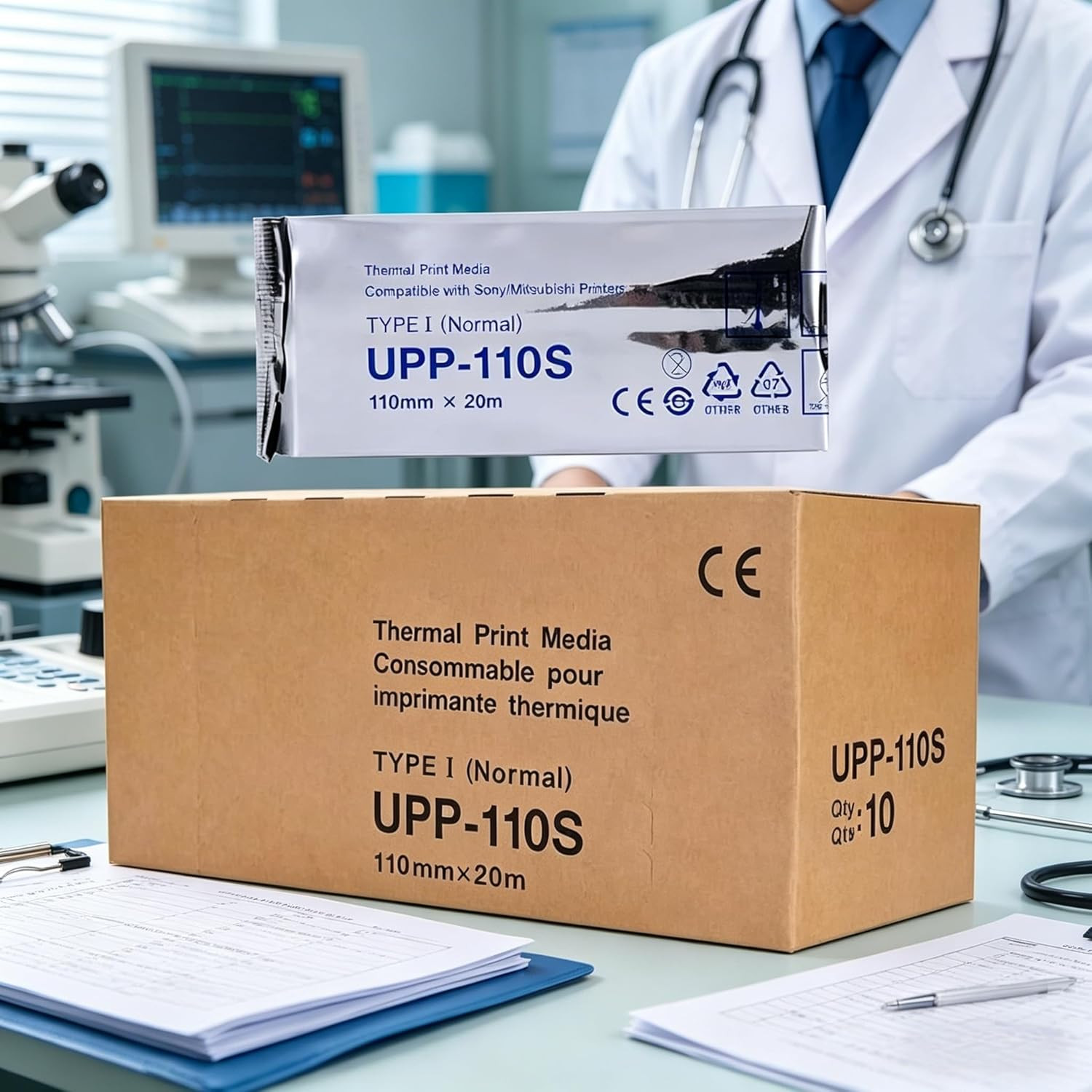 Ultrasound Paper UPP-110S Ultrasound Film/Media 10 Rolls,Type I Thermal Print Fi