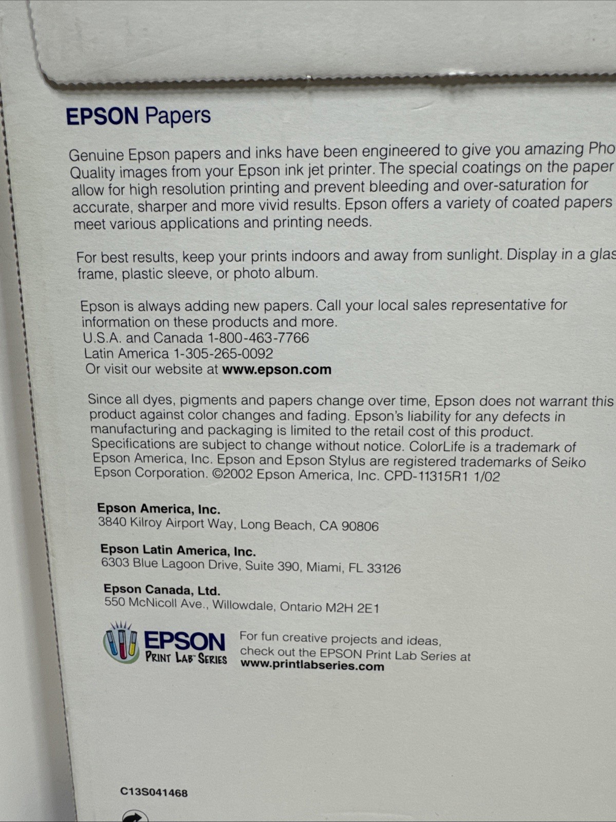 Epson Professional Media 13×19 SuperB Matte Paper Heavyweight 50 Sheets+2 READ