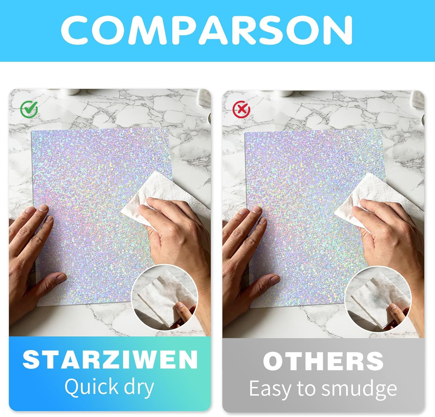 25 Sheets Holographic Sticker Paper A4, Dots Pattern Printable Vinyl for Inkjet