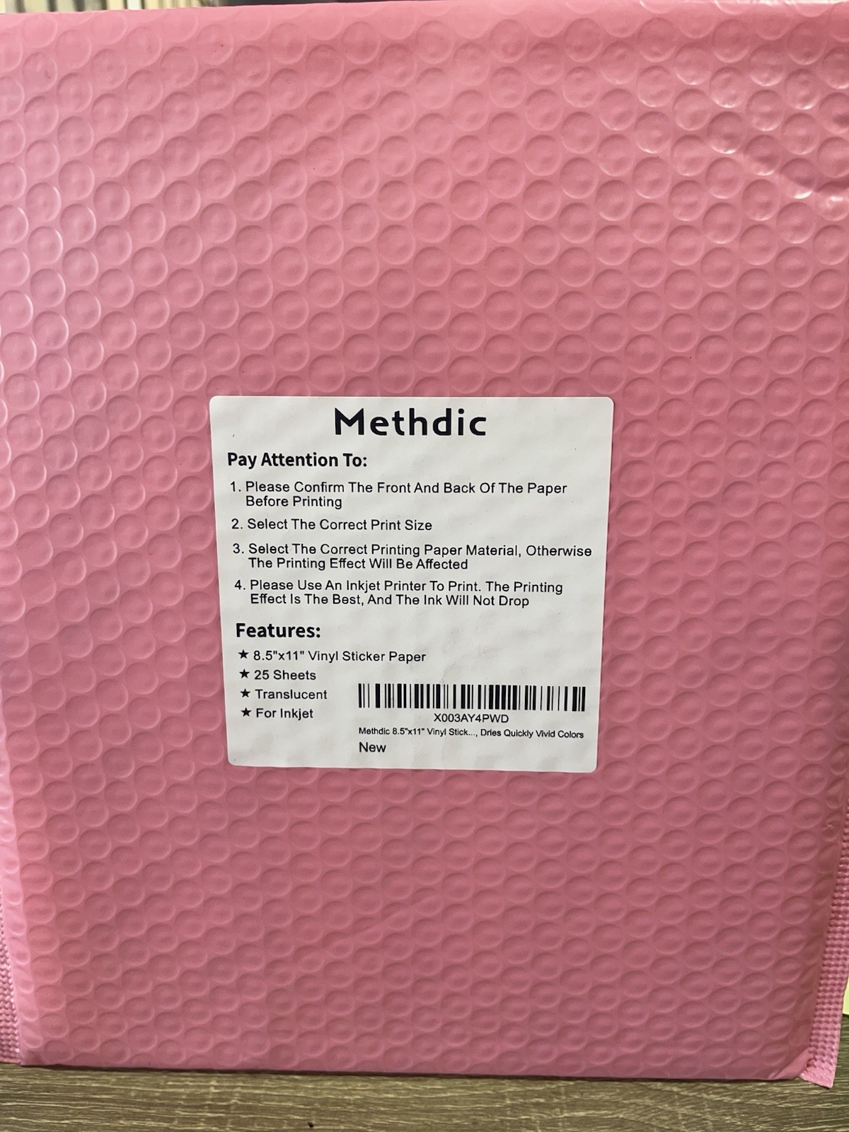 25 pcs translucent vinyl sticker paper for inkjet printer