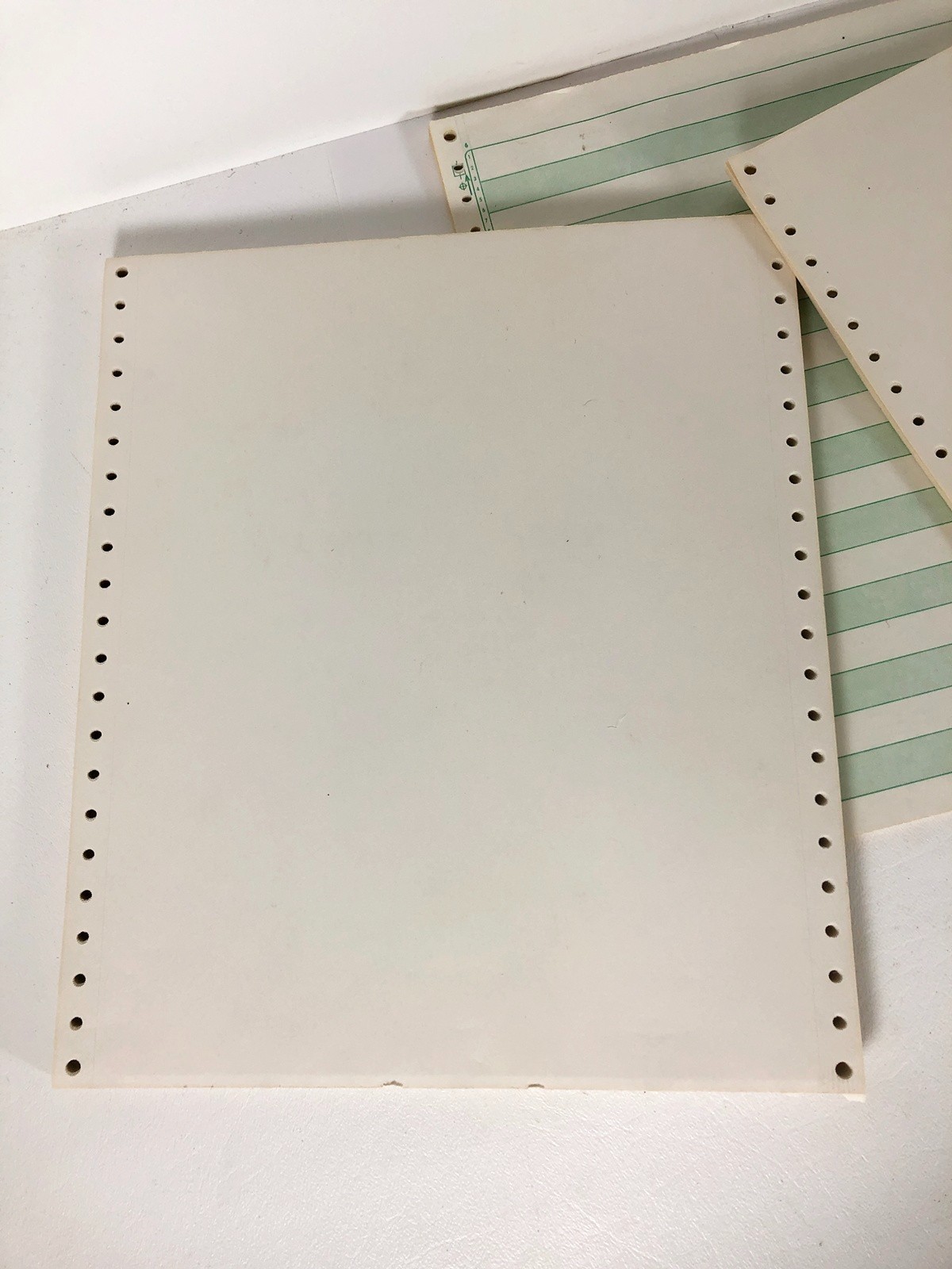 Continuous Dot Matrix Vintage Printer Paper Tractor Feed Green Bar stripe Solid
