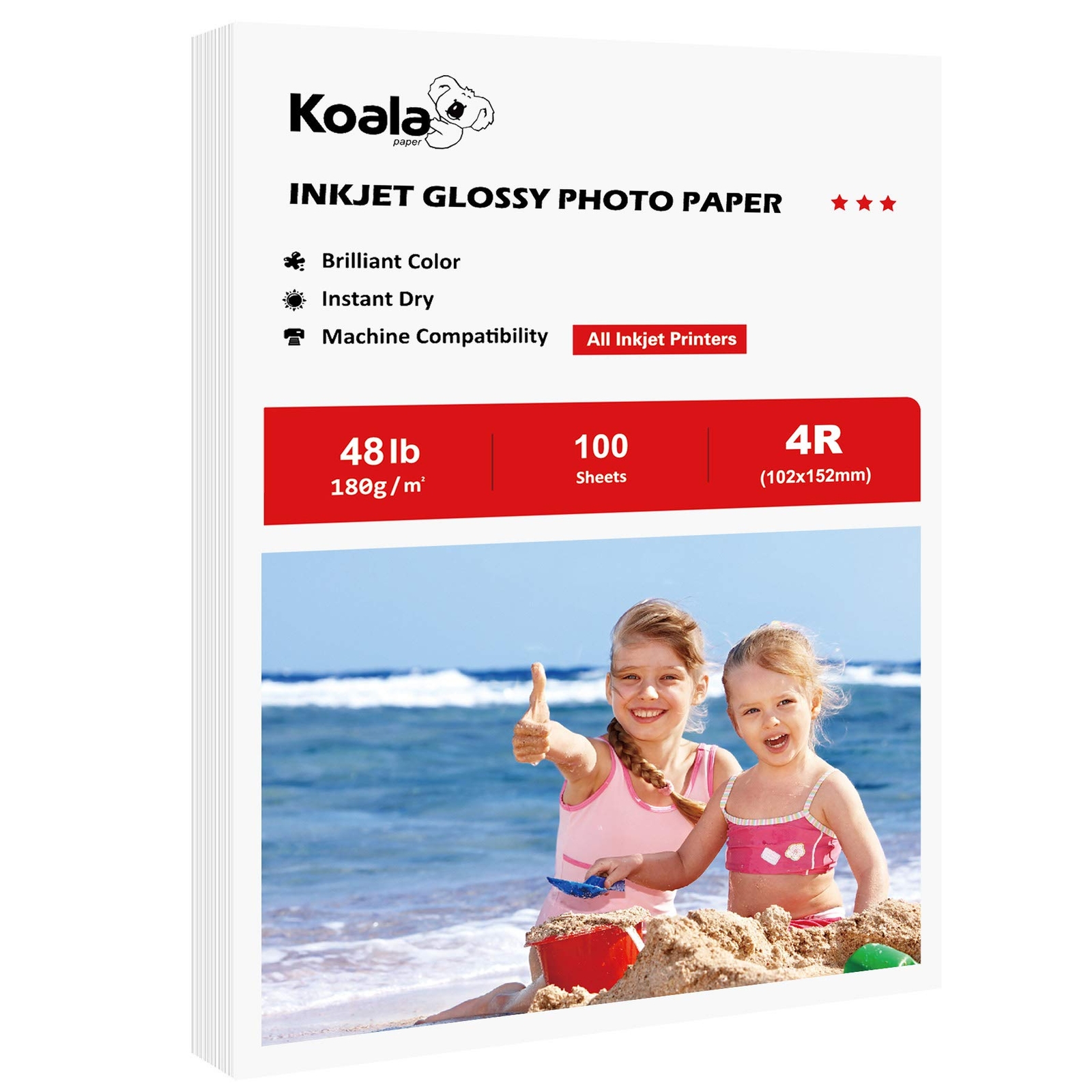 Glossy Photo Paper 4×6 Inches 48lb 100 Sheets for Inkjet Printer