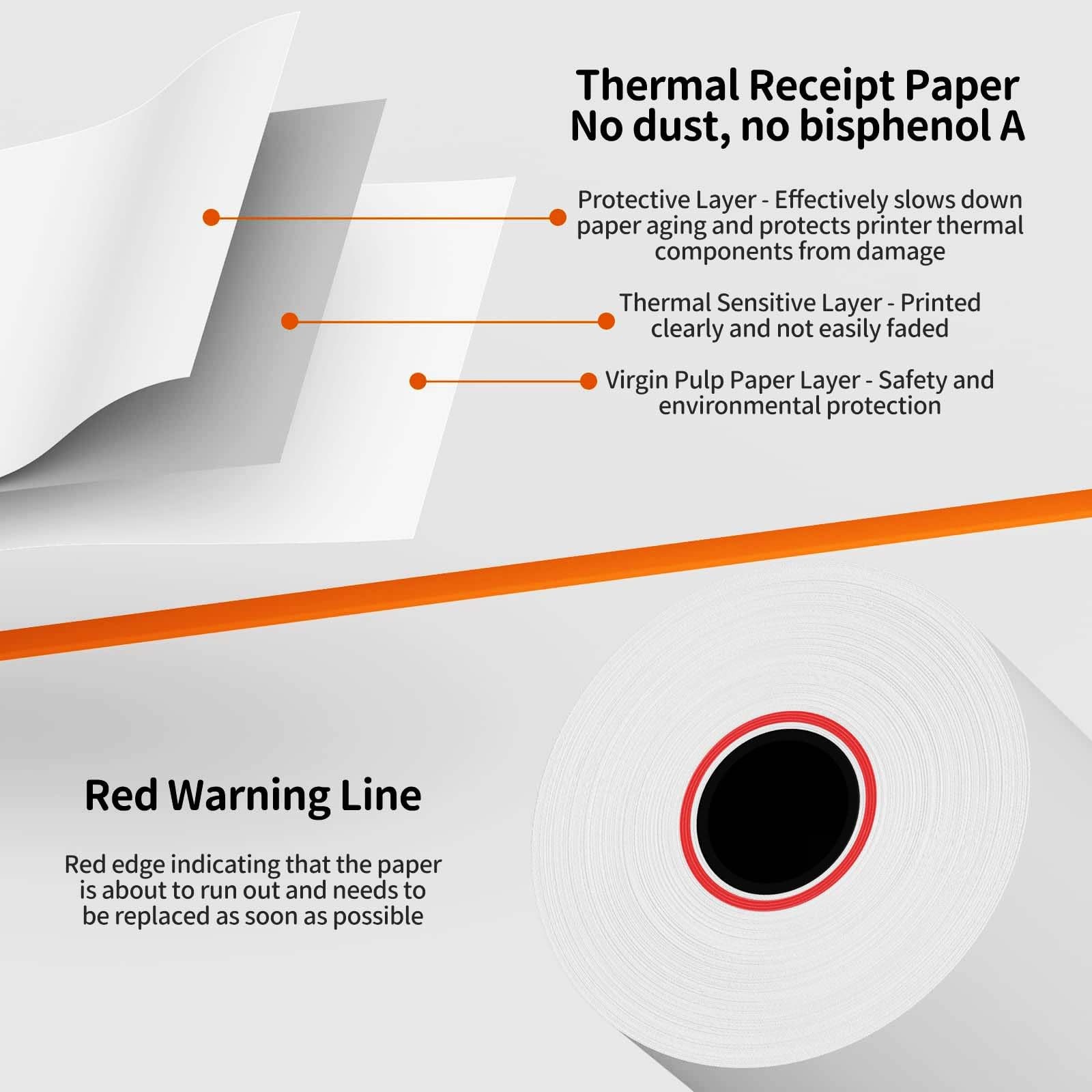 MBLABEL Thermal Receipt Paper Rolls, 2 1/4” x 85′ 2 1/4″ x 85′, White
