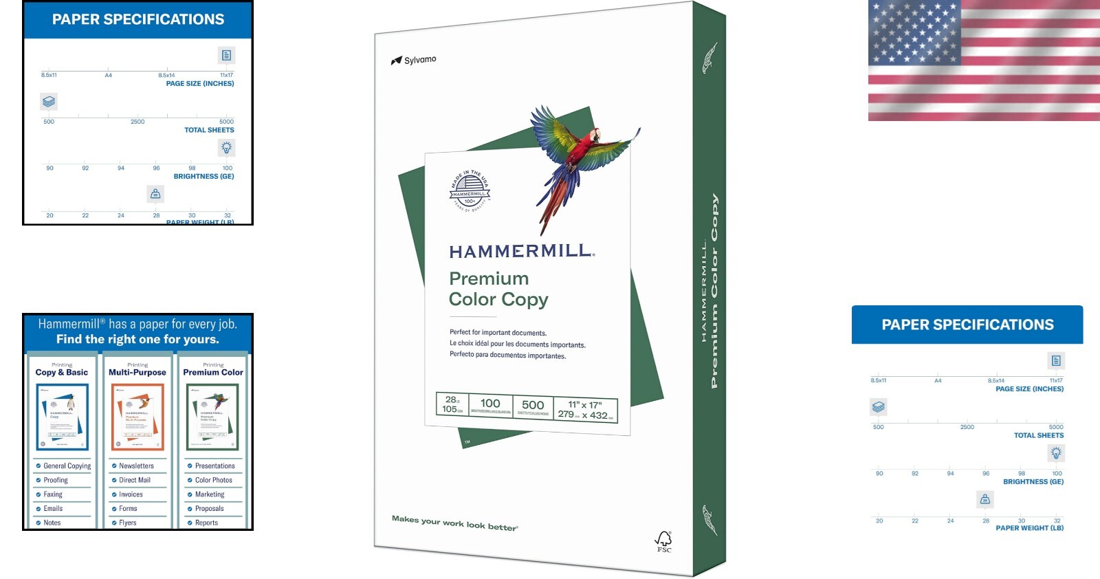 11×17 Color Copy Paper – 28 lb, 100 Brightness, Jam-Free Performance