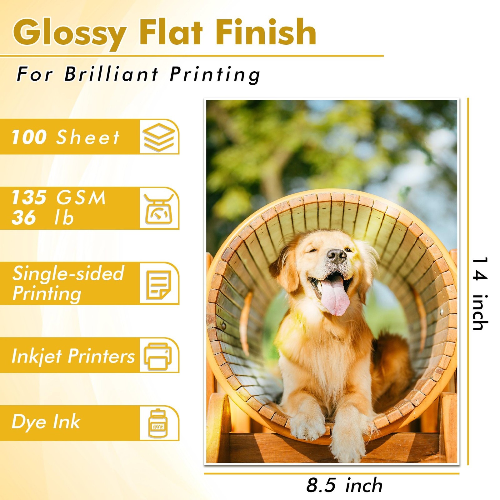 Koala Glossy Thin Inkjet Printer Paper 8.5×14 Inch 100 Sheets 36LB Legal