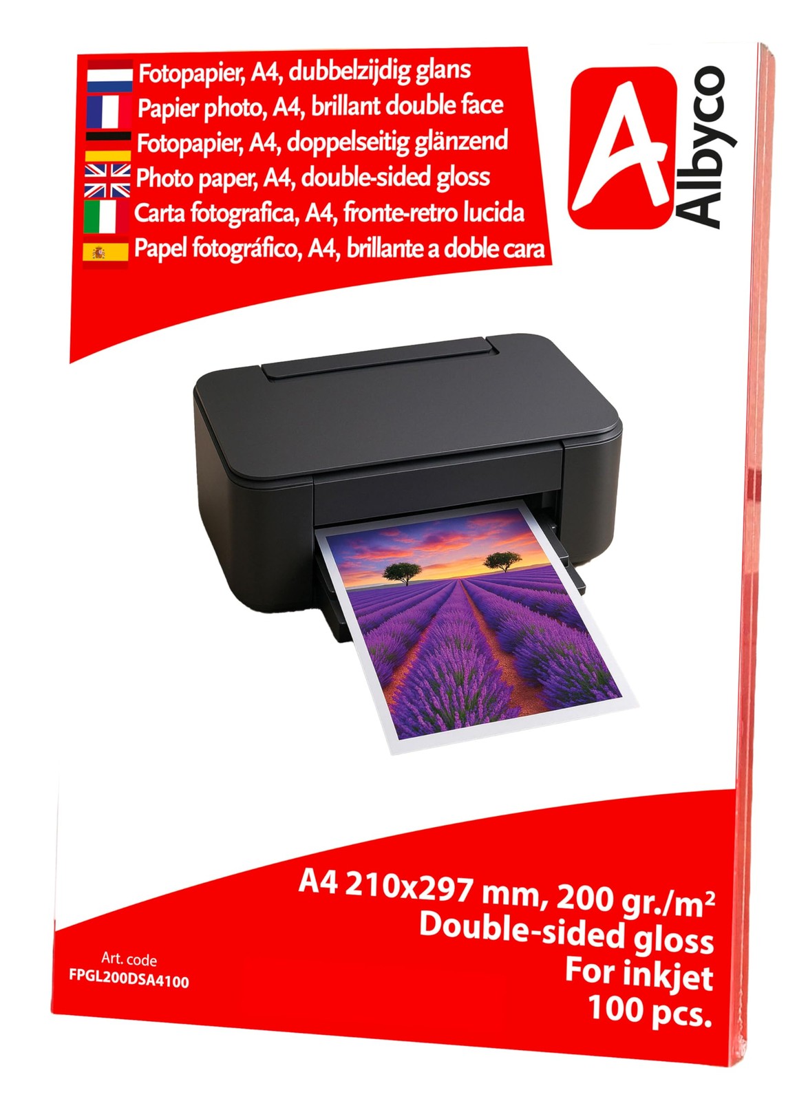 Photo paper inkjet A4 glossy 200 gr/m², printable on both sides, packed per…