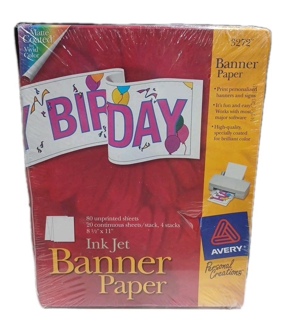 Avery 3272 INKJET BANNER PAPER GREAT FOR PARTY SIGNS WELCOME HOME SIGNS HOLIDAYS