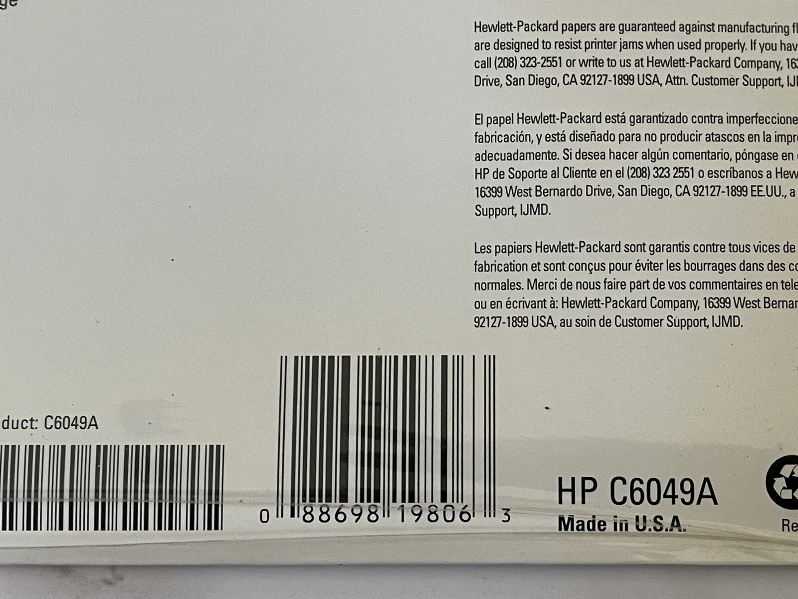 Lot of 3 HP Iron On T-Shirt Transfers 30 Total Sheets 8.5”x11” New Sealed C6049A
