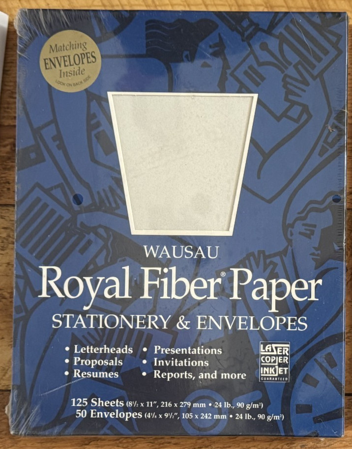 Gray Wausau Royal Fiber Paper & Envelopes – 24# – Laser Copier Inkjet