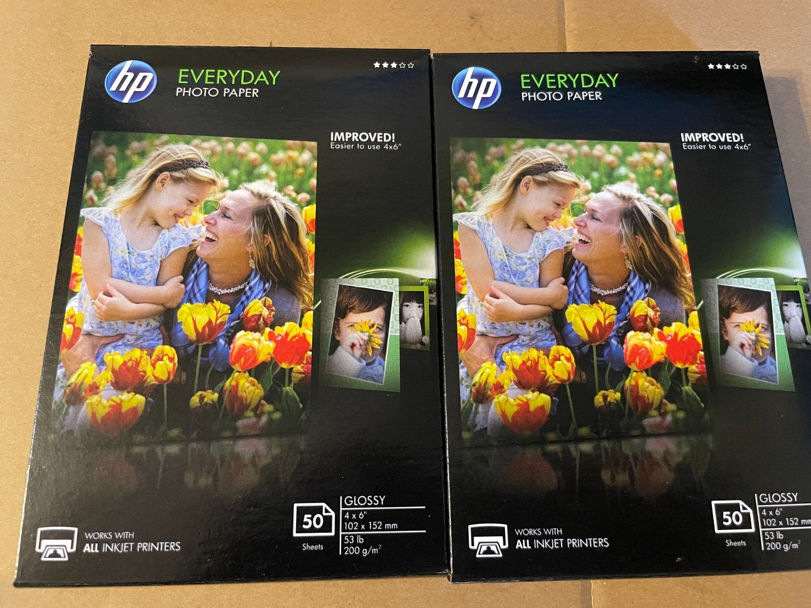 HP Everyday Photo Paper 2 Packs 50 Sheets ea Glossy 4 x 6″ 102 x 152 mm NOS BCB2