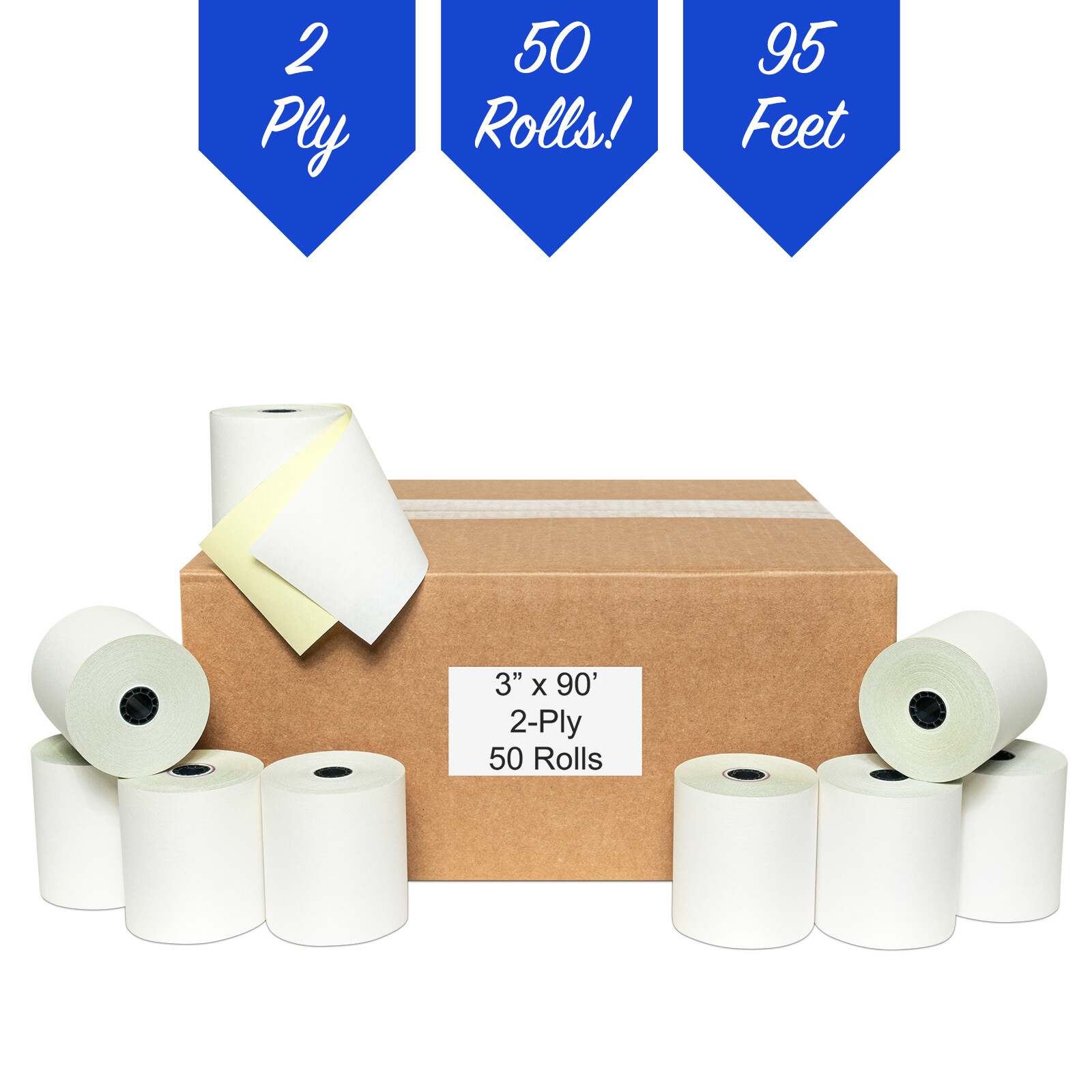 3″ x 95′ 2 Ply White/Canary Paper Rolls for EPSON TM-U210AR TM-U210B TM-U220 NEW