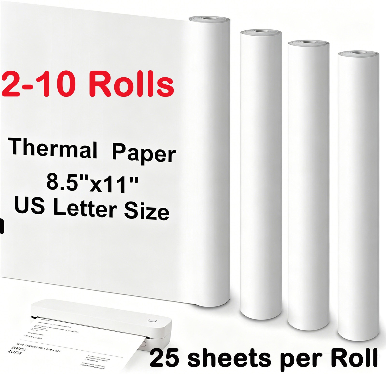 2-10 Rolls Thermal Printer Paper 8.5″x11″ US Letter Size Quick-Dry for M08F M832