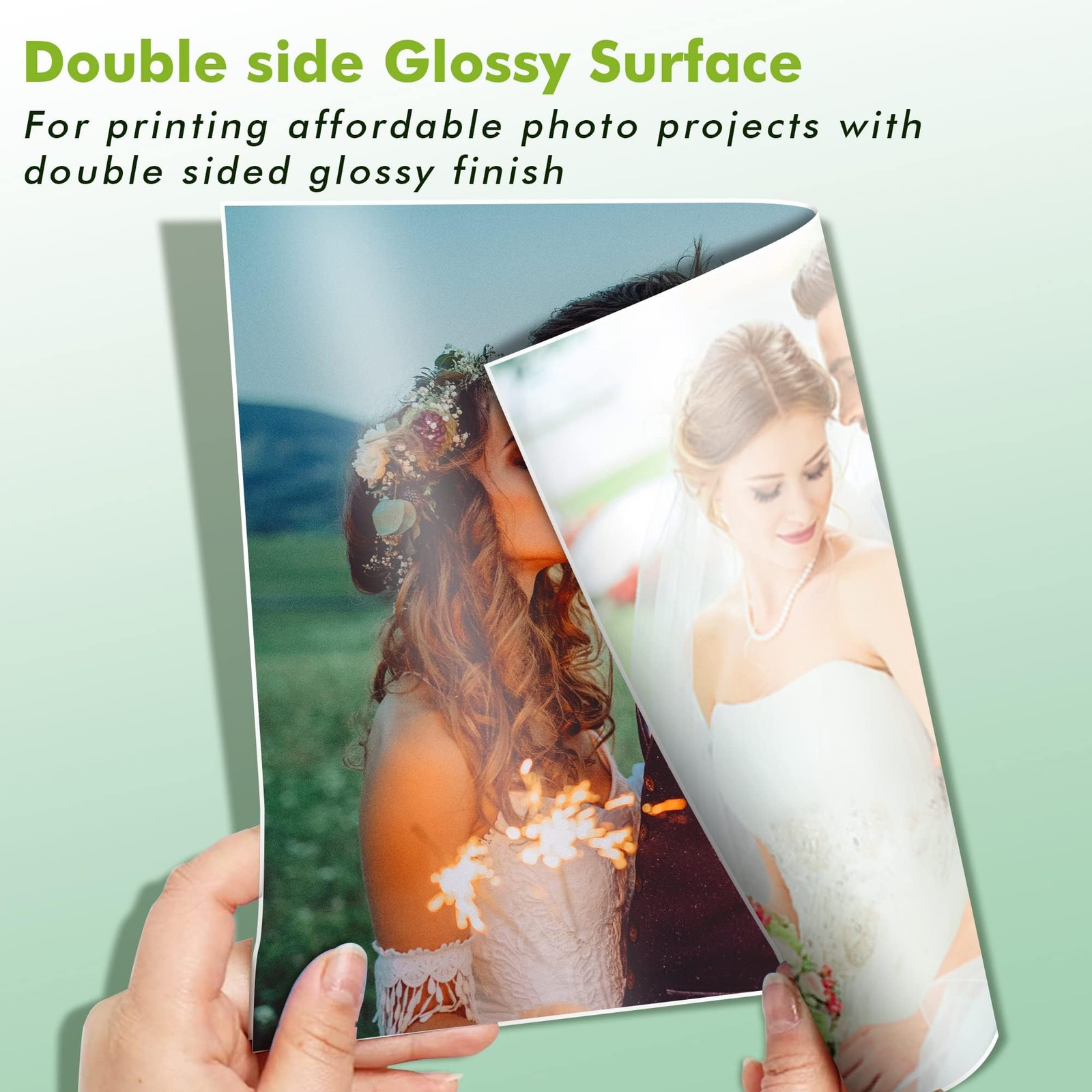 Double Sided Glossy Paper, 8.5×11 100 Sheets, Inkjet Dye Ink Compatible