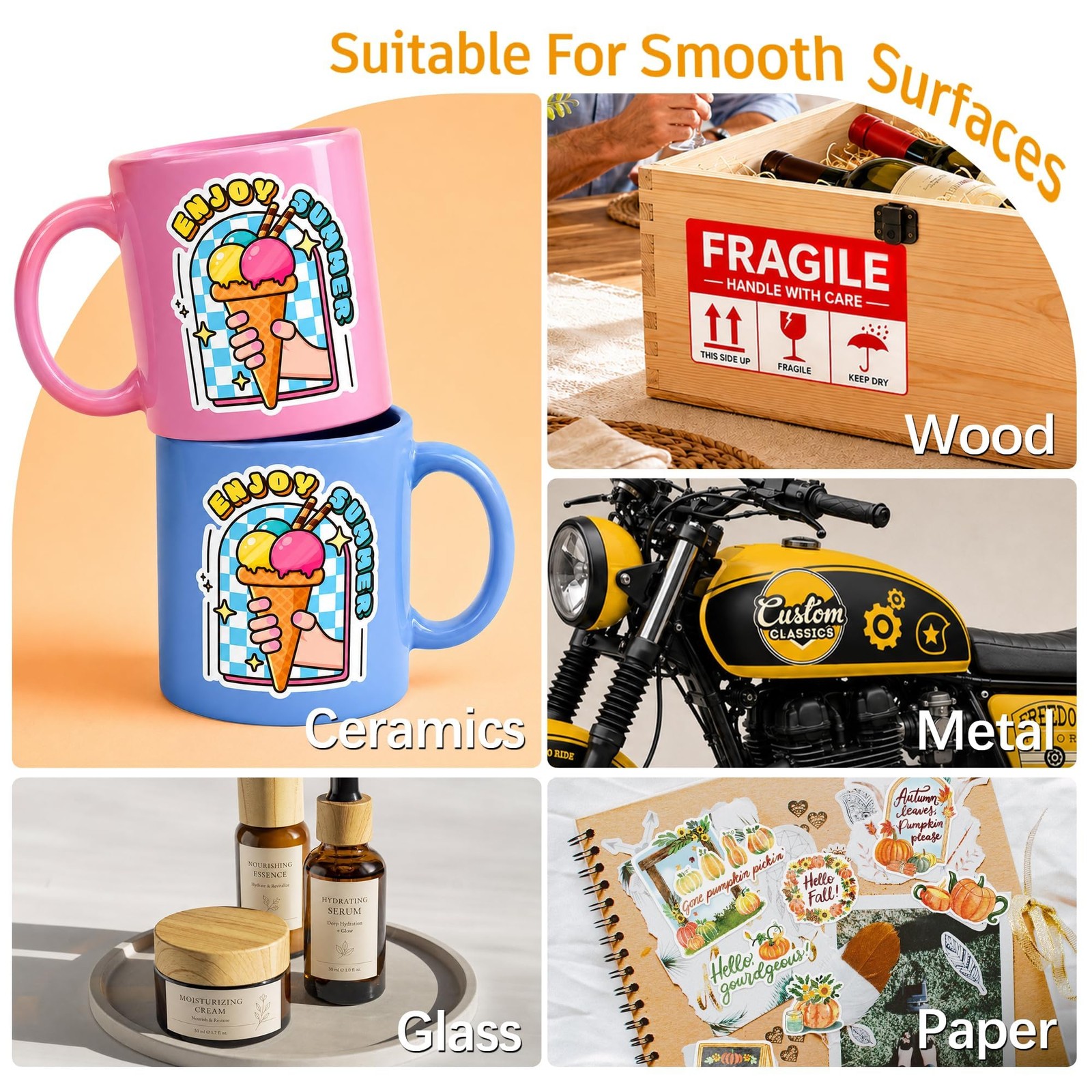 QYH Printable Vinyl Sticker Paper for Printer – 50 sheets Matte Waterproof