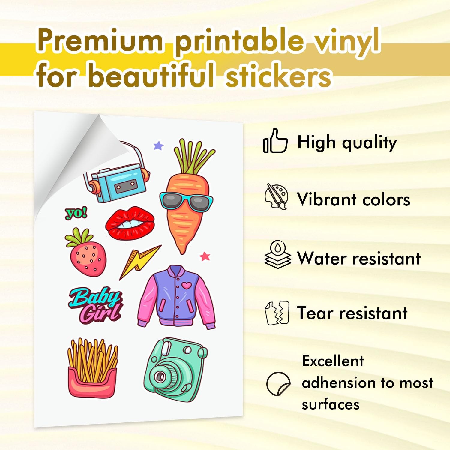 White Matte High Quality Waterproof Printable Vinyl Decal Paper, Se…