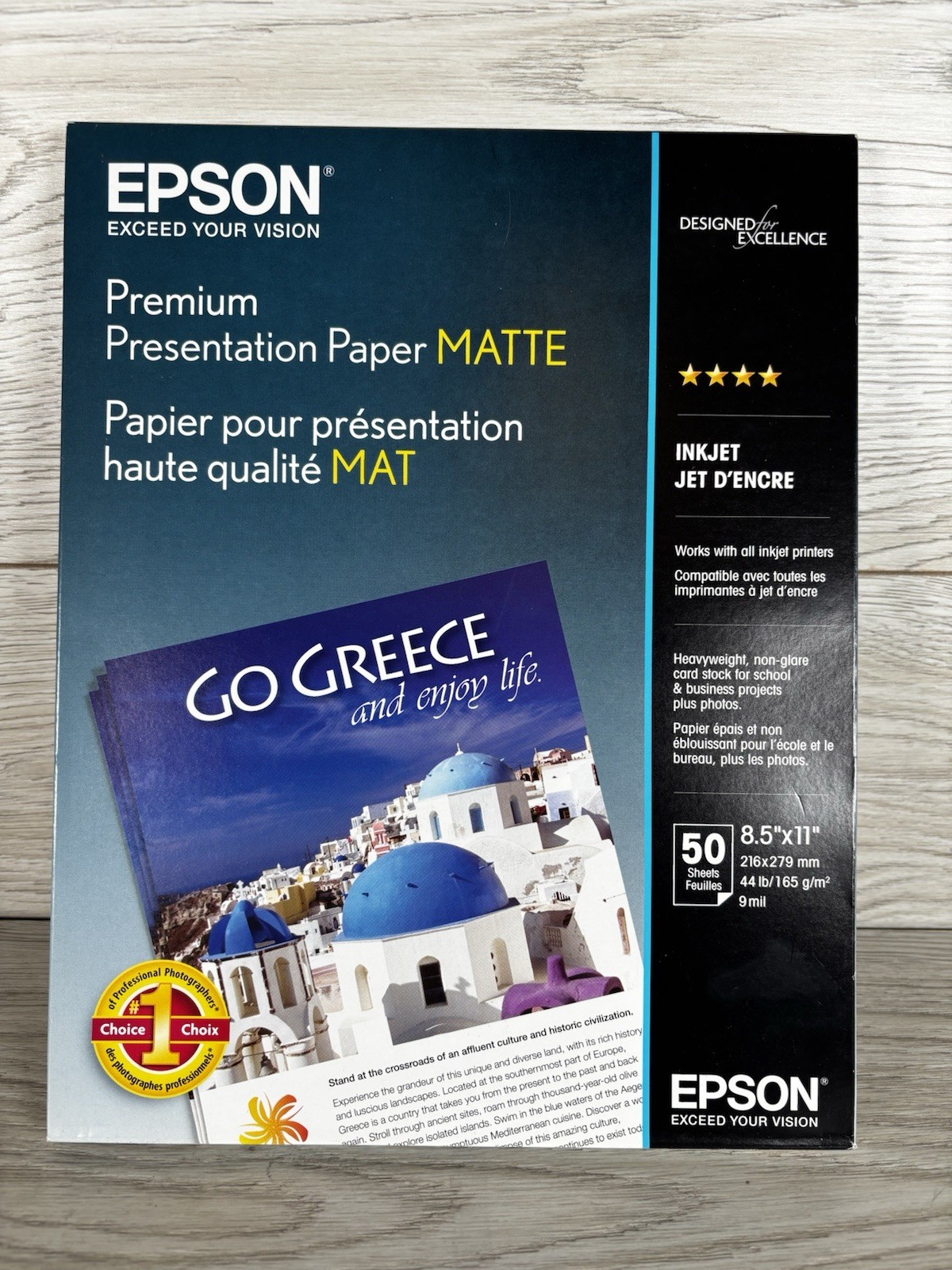 Epson Inkjet Presentation Paper Premium Matte 8.5×11 50 Sheets Cardstock