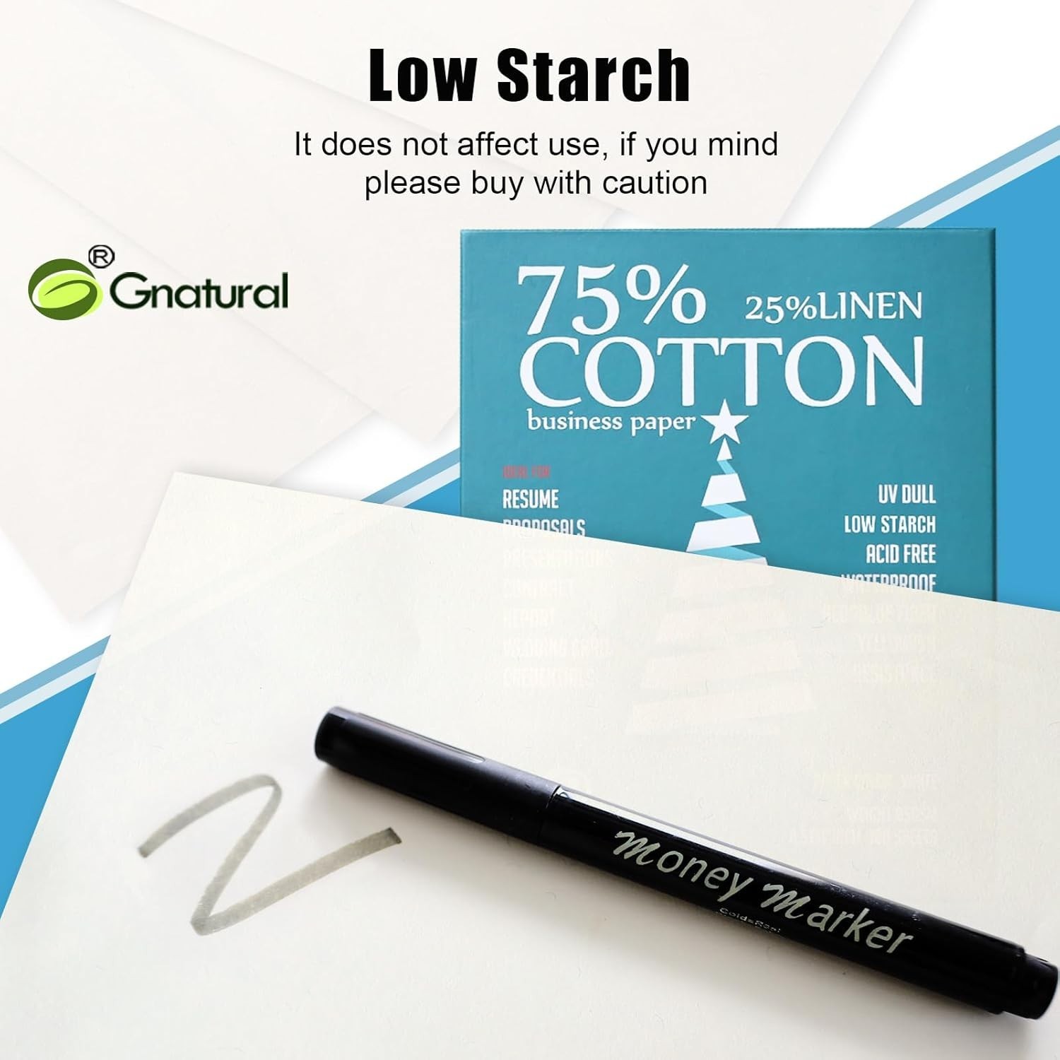 75% Cotton 25% Linen Business Paper, 85gsm 8.5”×11” Inkjet Printer Paper, Waterp