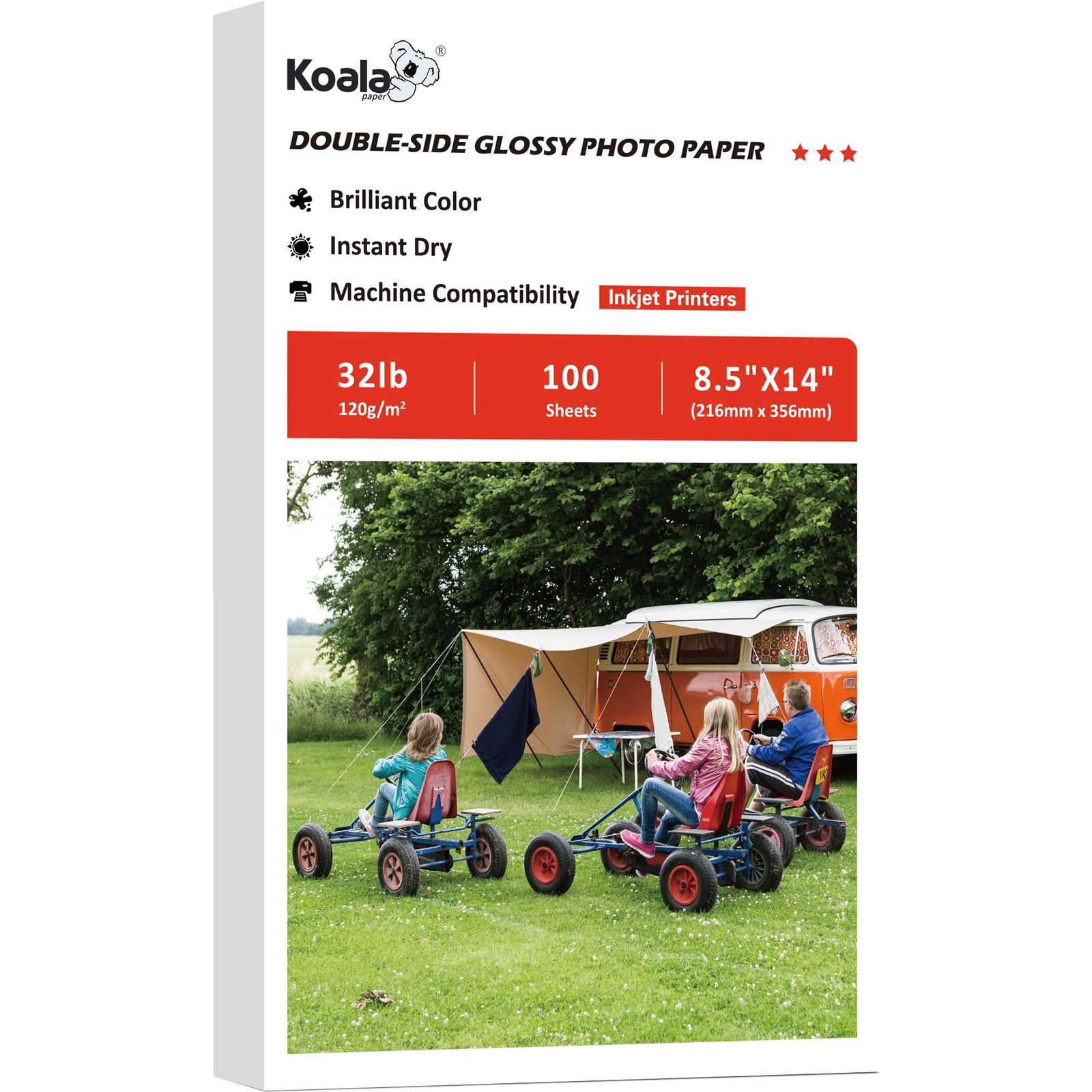 100 Sheets Koala Glossy Photo Paper 8.5×14 Inches Legal 120gsm 32LB Inkjet