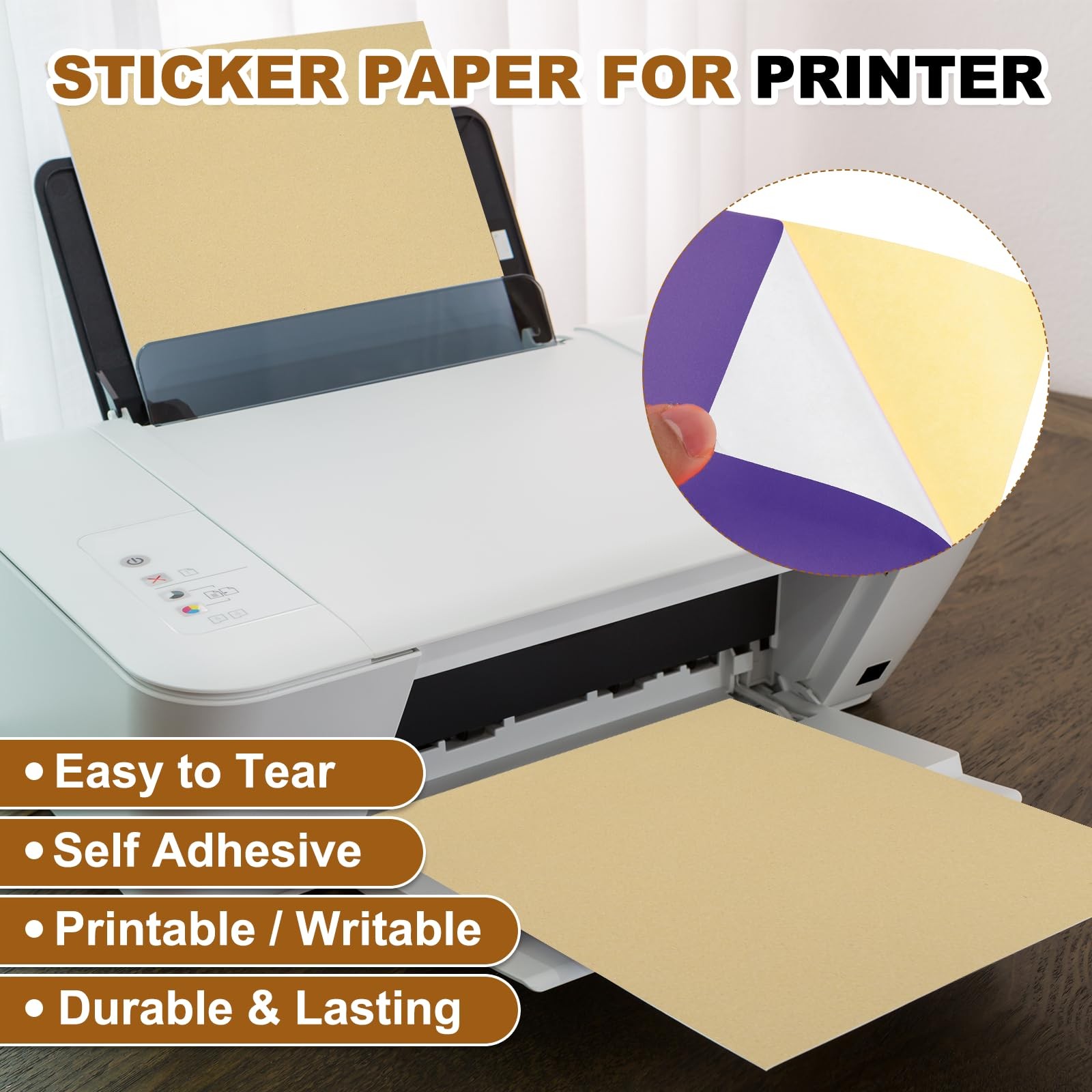 Printable Self Adhesive Sticker Paper for Inkjet Printer, 11.7 x 8.3 Inch Wat…