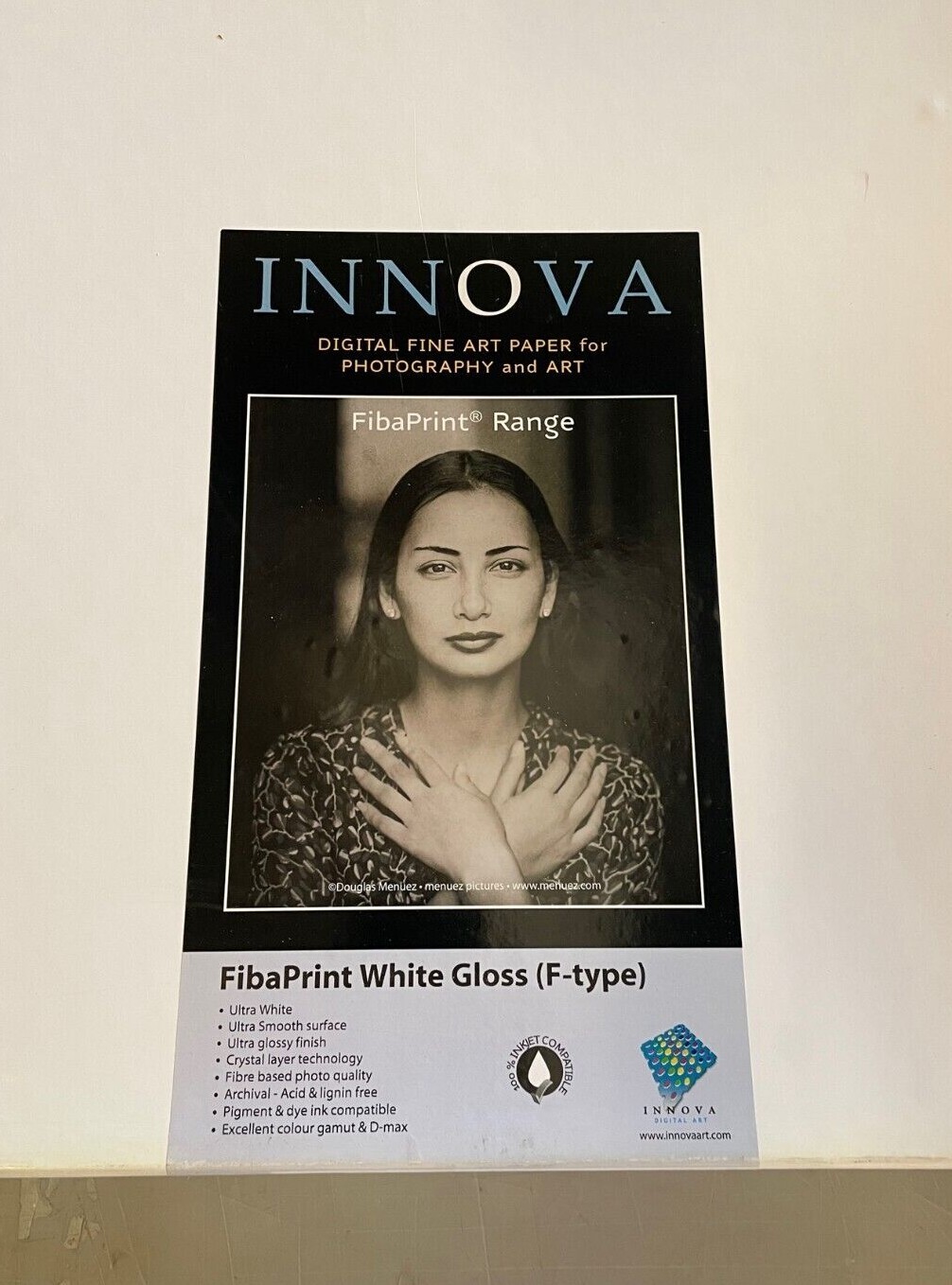Inkjet Fine Art Paper, Innova FibaPrint White Gloss (F-Type), 17×22″, 50 sheets