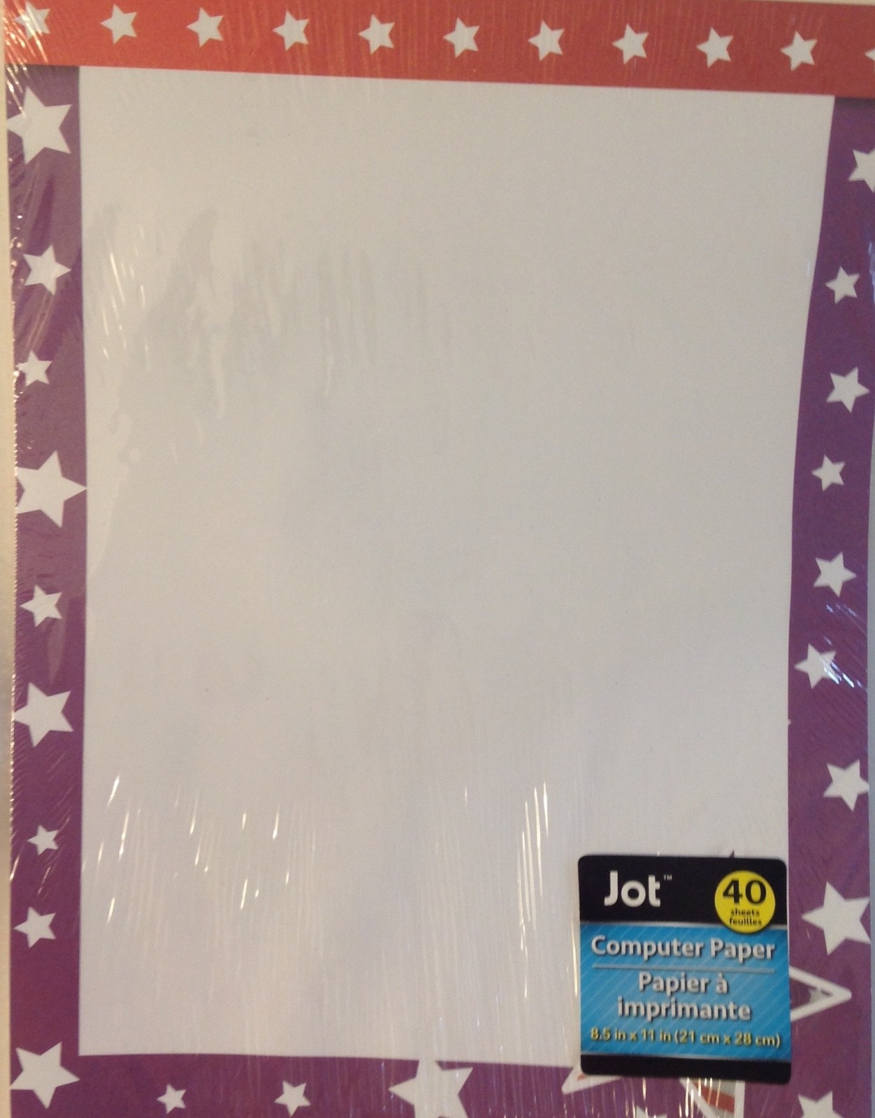 Computer Printer Paper Purple Ted Star Border 40 Sheets 8.5×11 Stationary