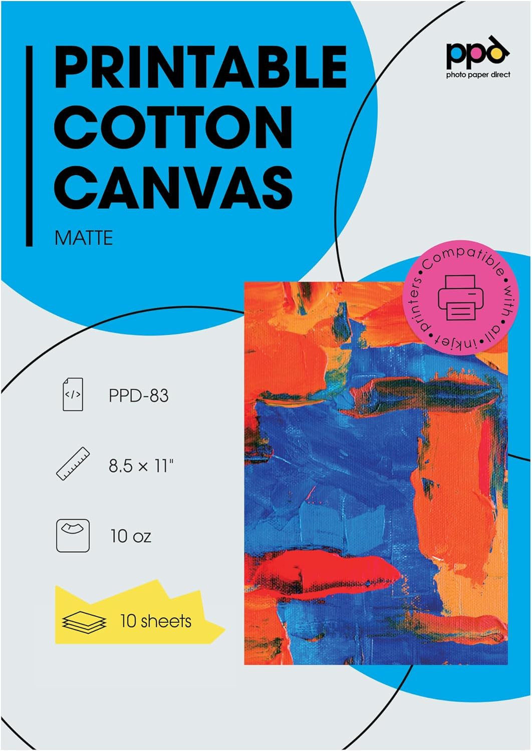 Printable Fabric Sheets, Canvas Paper for Inkjet Printer, 8.5 X 11″ Photo F