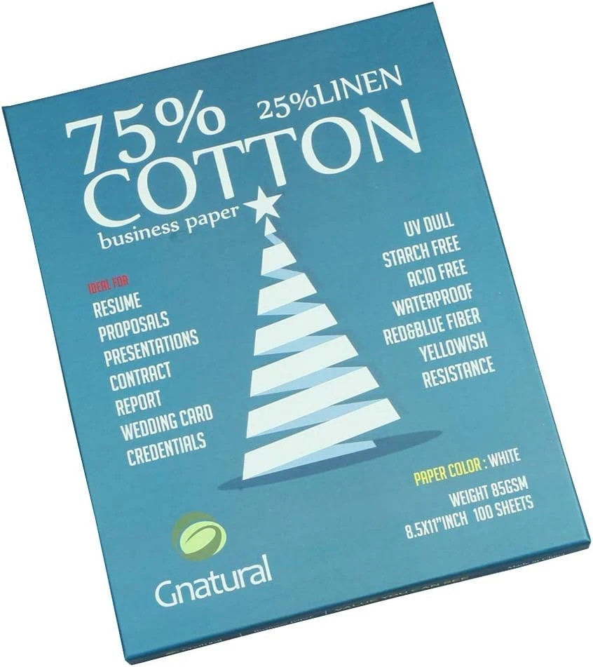 75% cotton 25% linen paper85gsm inkjet printing paper8.5×11 white color get