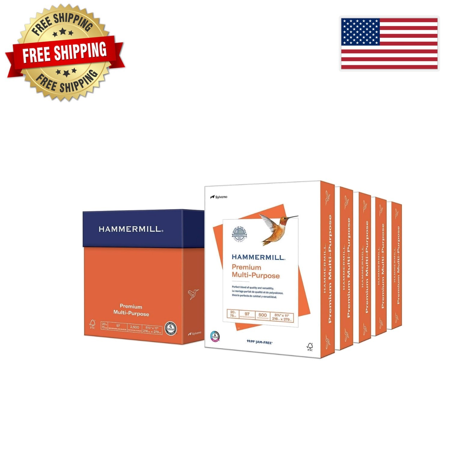 97 Brightness Multi-Purpose Copy Paper, 5 Reams – Ideal for Office Printing