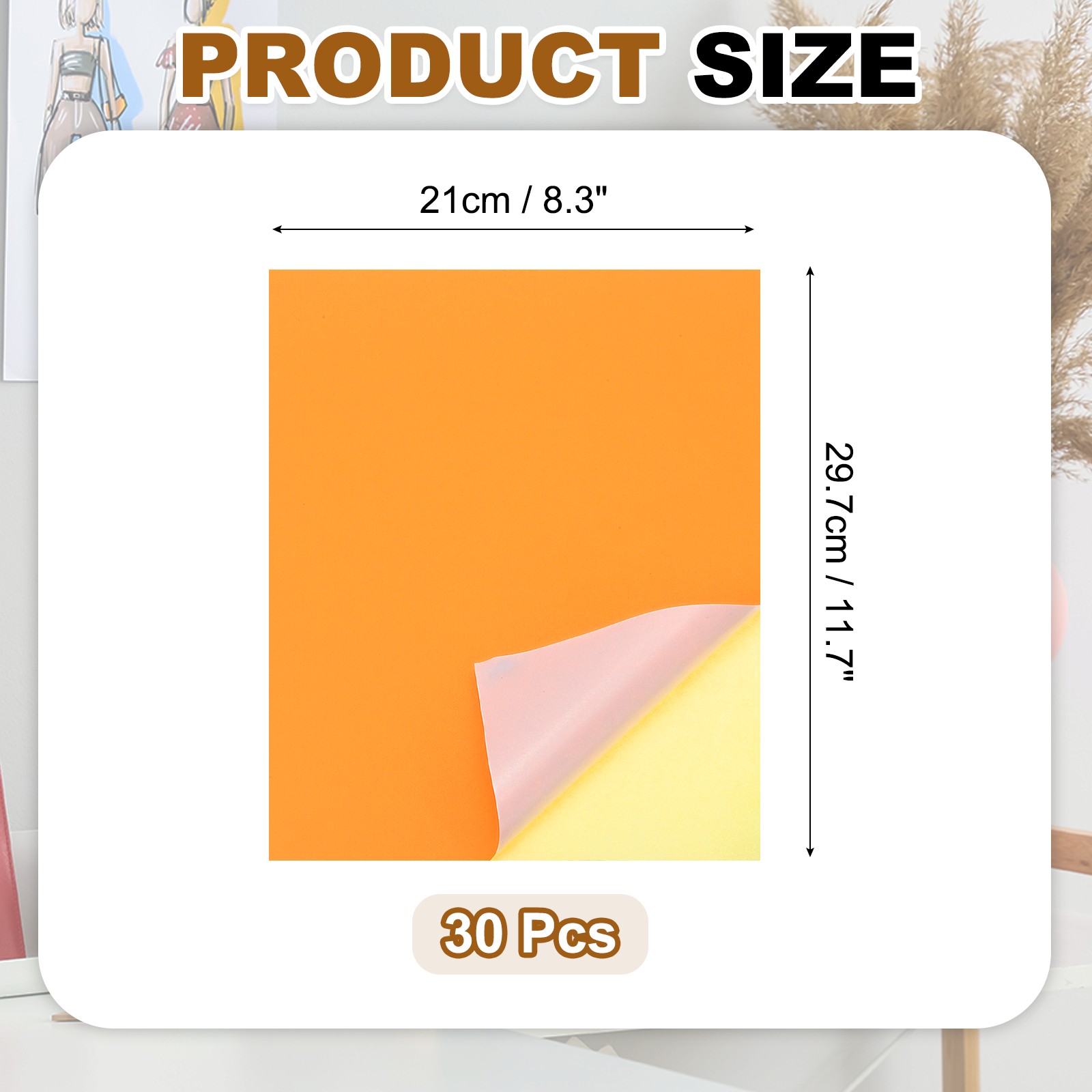 Self Adhesive Paper 30 Sheets for Inkjet Printers, Orange