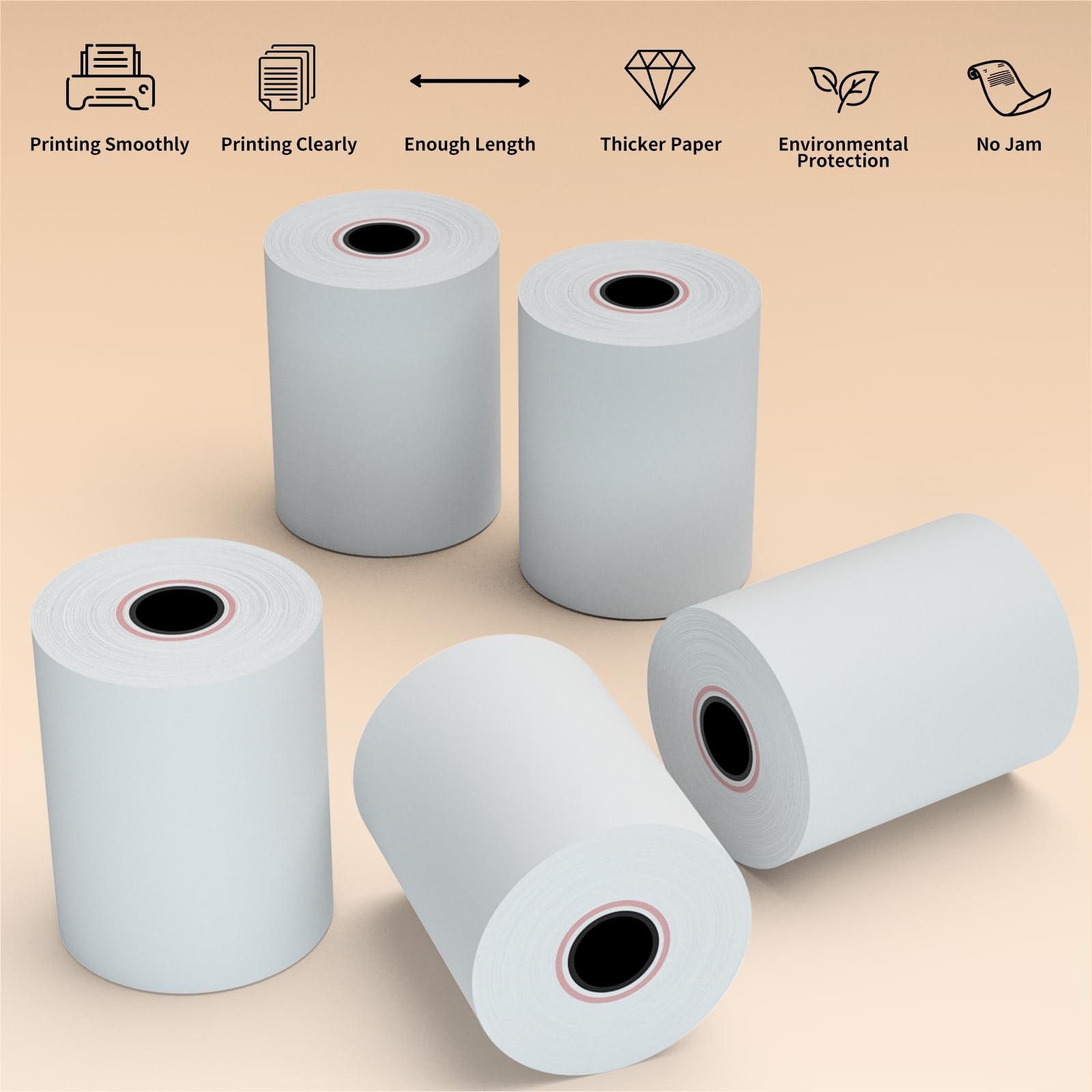 2-1/4” x 50′ (10 Rolls) Thermal Receipt Paper, Fits 58mm Thermal POS Printer…