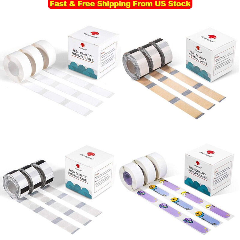 Phomemo 3 Rolls Adhesive Thermal Paper Sticker Label for Phomeme D30 Printer