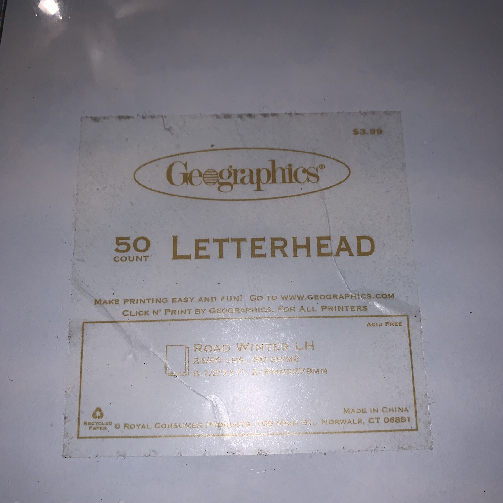 Geographics 50 Count Letterhead Road Winter Currier and Ives