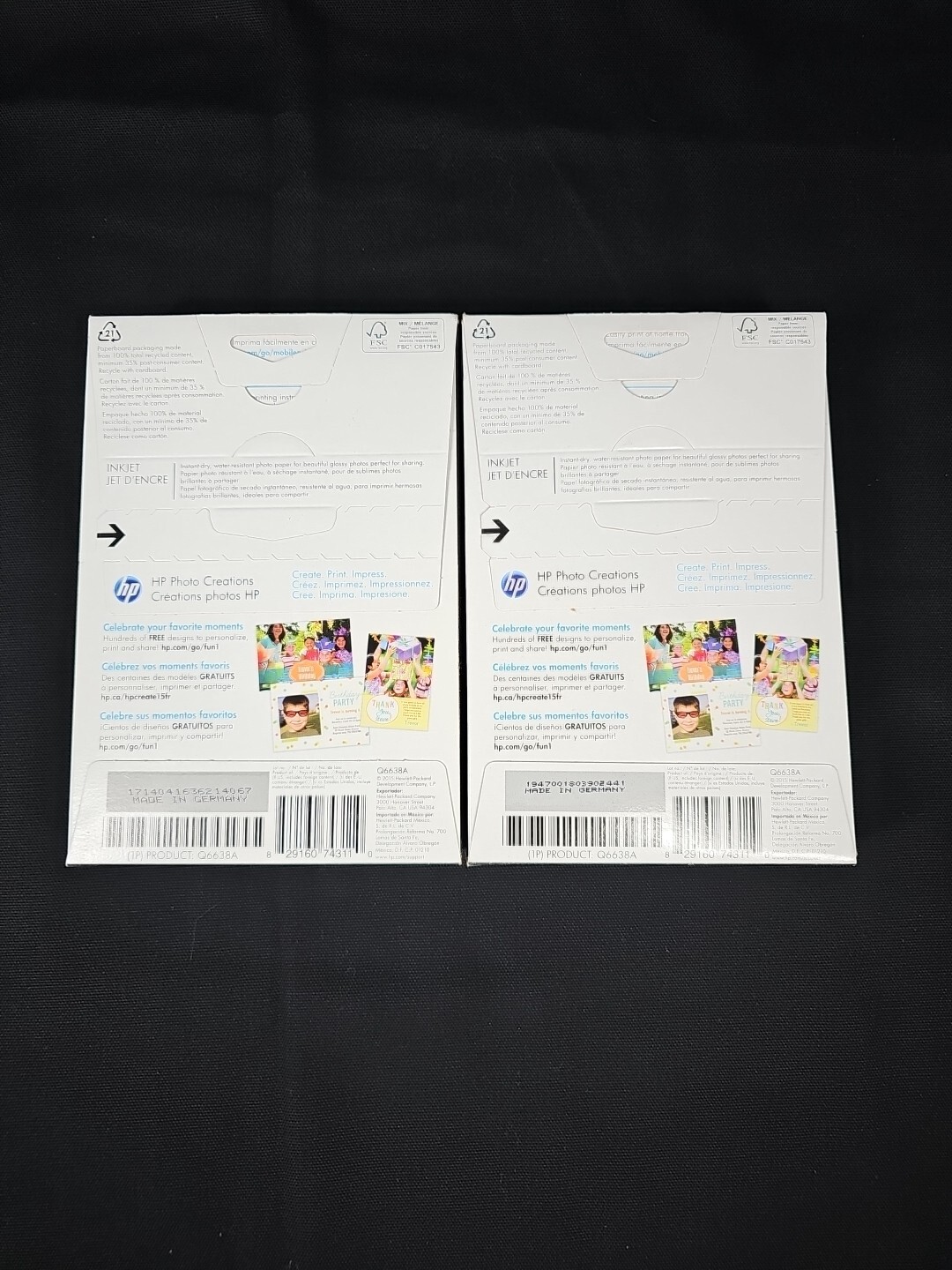 HP Advanced Photo Paper 4”x6” Glossy 100 Sheets – Lot Of 2 Packs