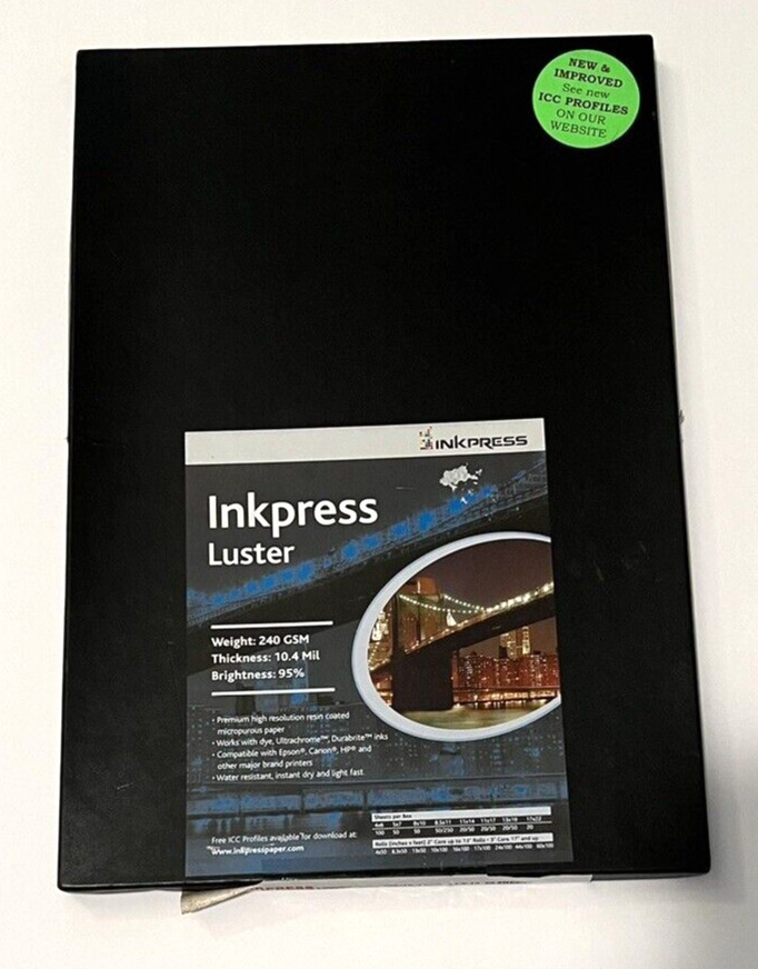 Inkpress Luster 240 gms/10.4 mil, Single Sided Paper 13 x 19in (20 sheets)