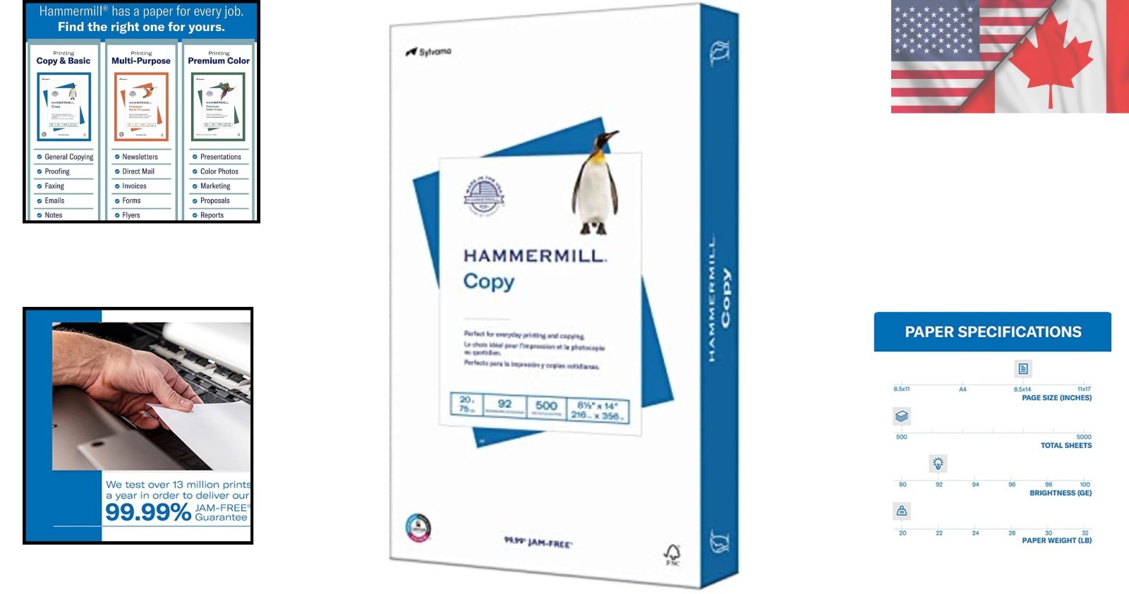 20 lb Copy Paper Ream, 500 Sheets, 8.5×14 Legal Size – Acid-Free, Glossy Finish