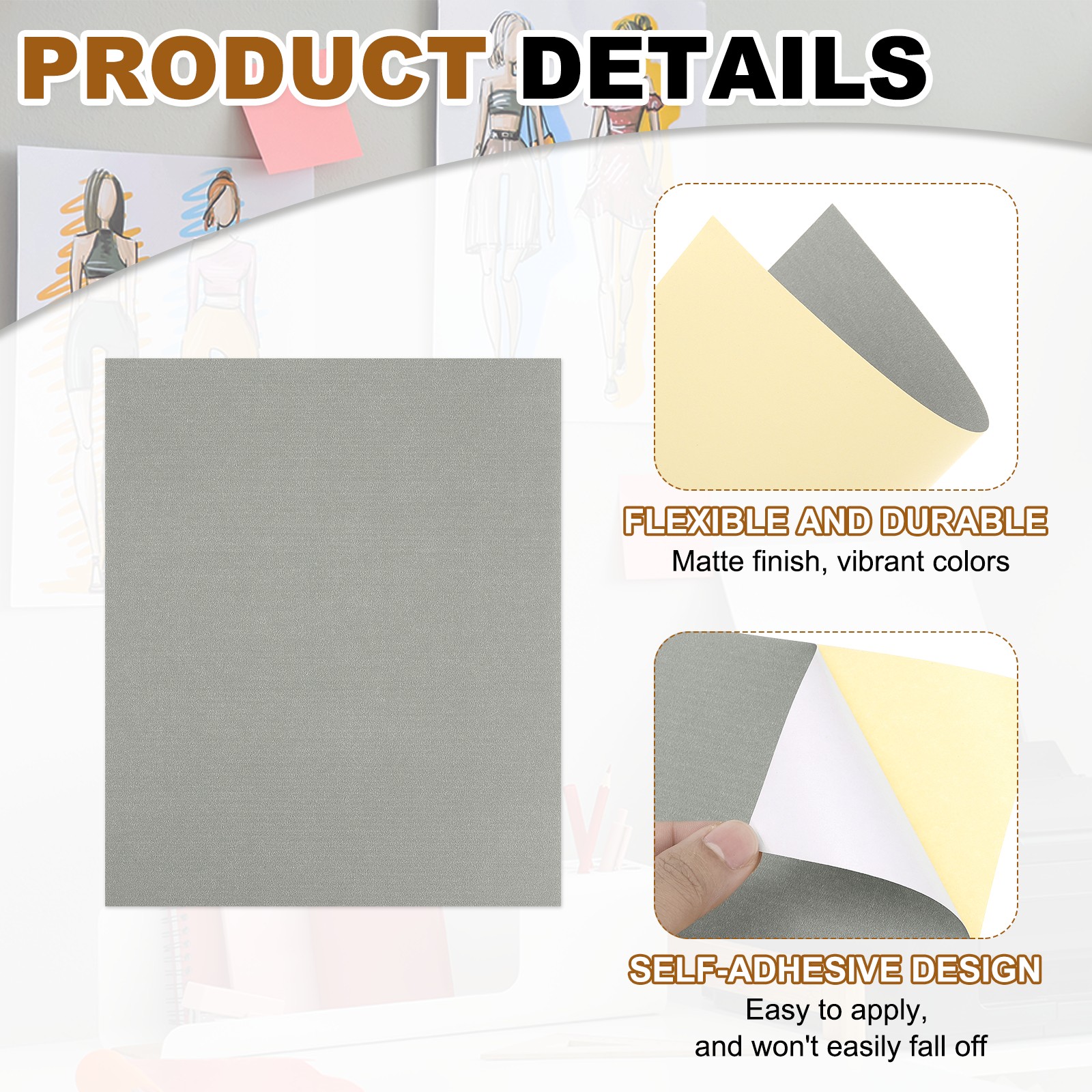 15 Sheets Printable Self Adhesive Sticker Paper for Laser Printer, Gray