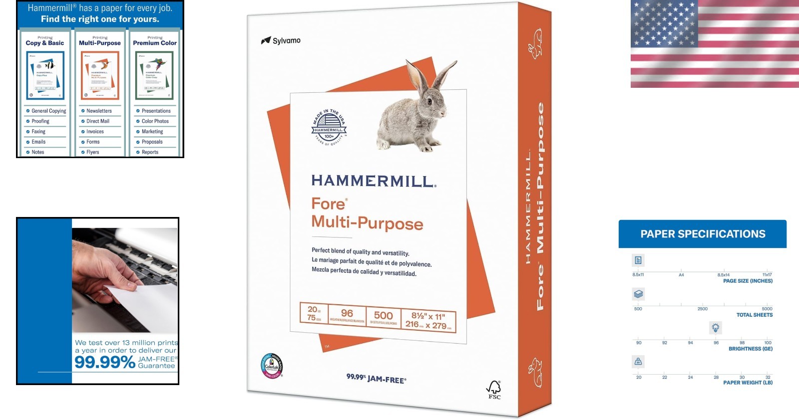 Printer Paper, Fore Multipurpose 20 lb Copy Paper, 8.5 x 11 – 96 Bright, Made…