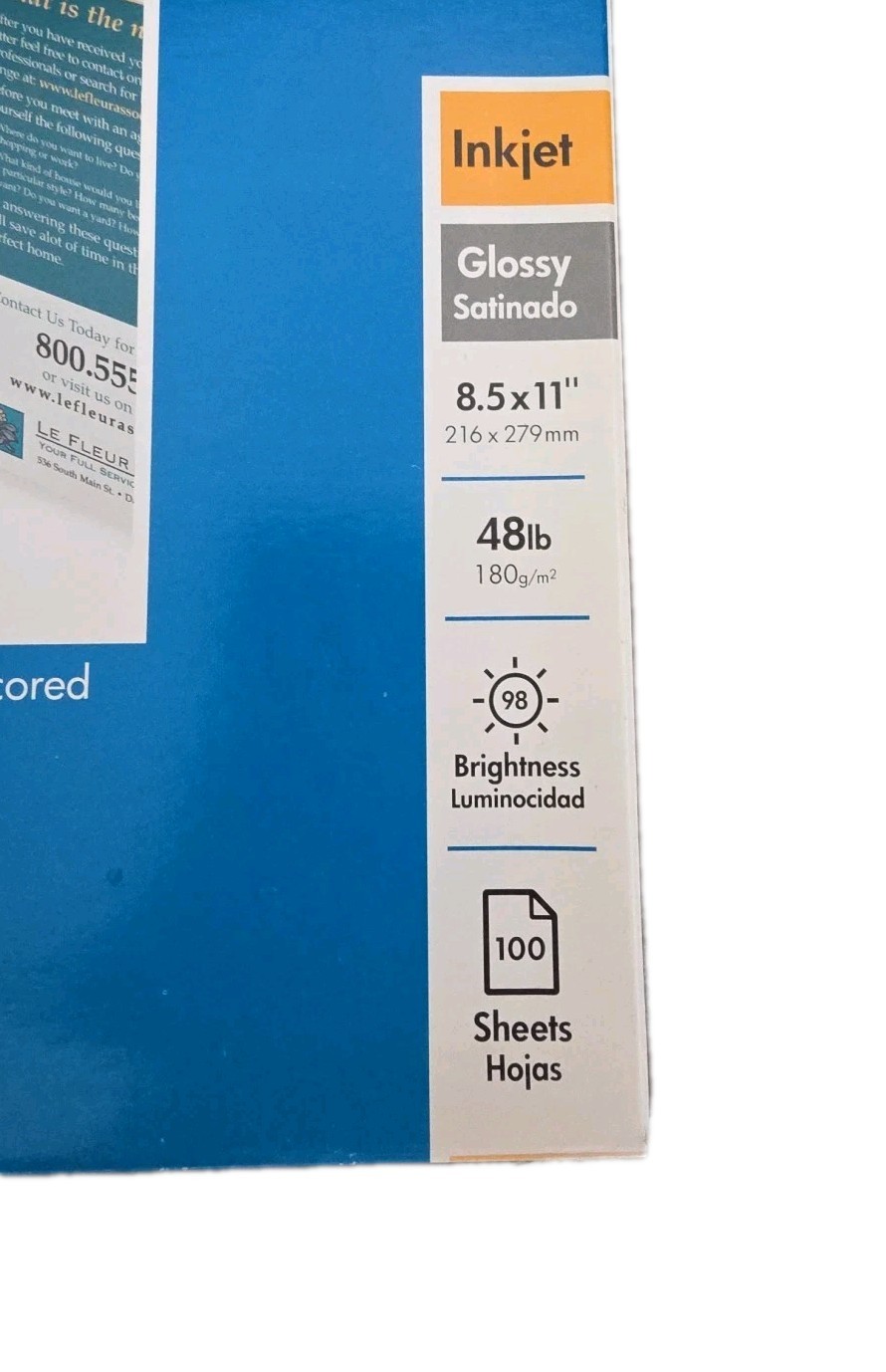 HP Tri-fold Glossy Brochure Paper Inkjet 100 Sheet 8.5×11 44lb Bond W/ Seals