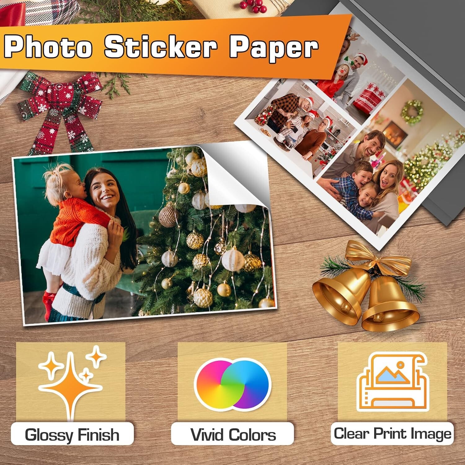 Koala Printable Glossy Sticker Paper for Inkjet Printer, White, 8.5×11 Inch S…