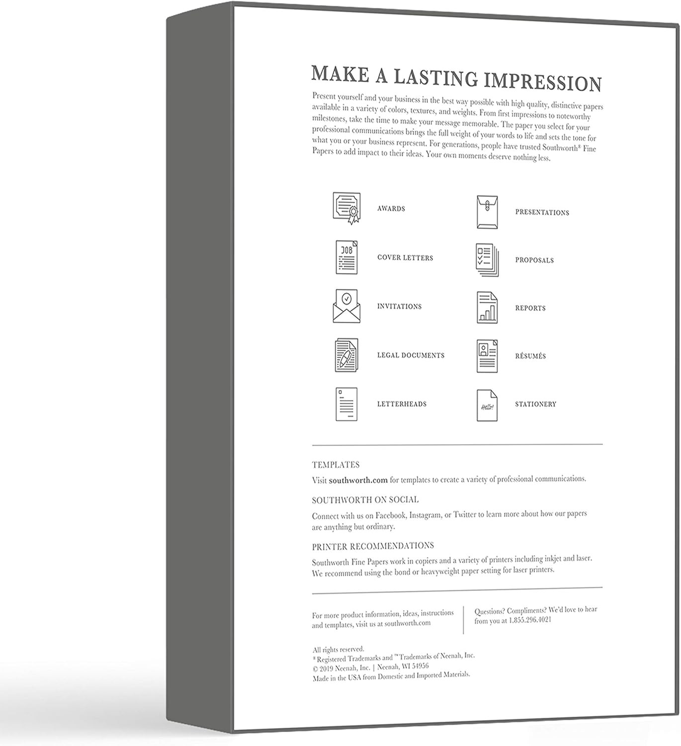 8.5-Inch X 11-Inch Specialty Paper, 24 Lbs., 1 Brightness, 5/Box (964C)