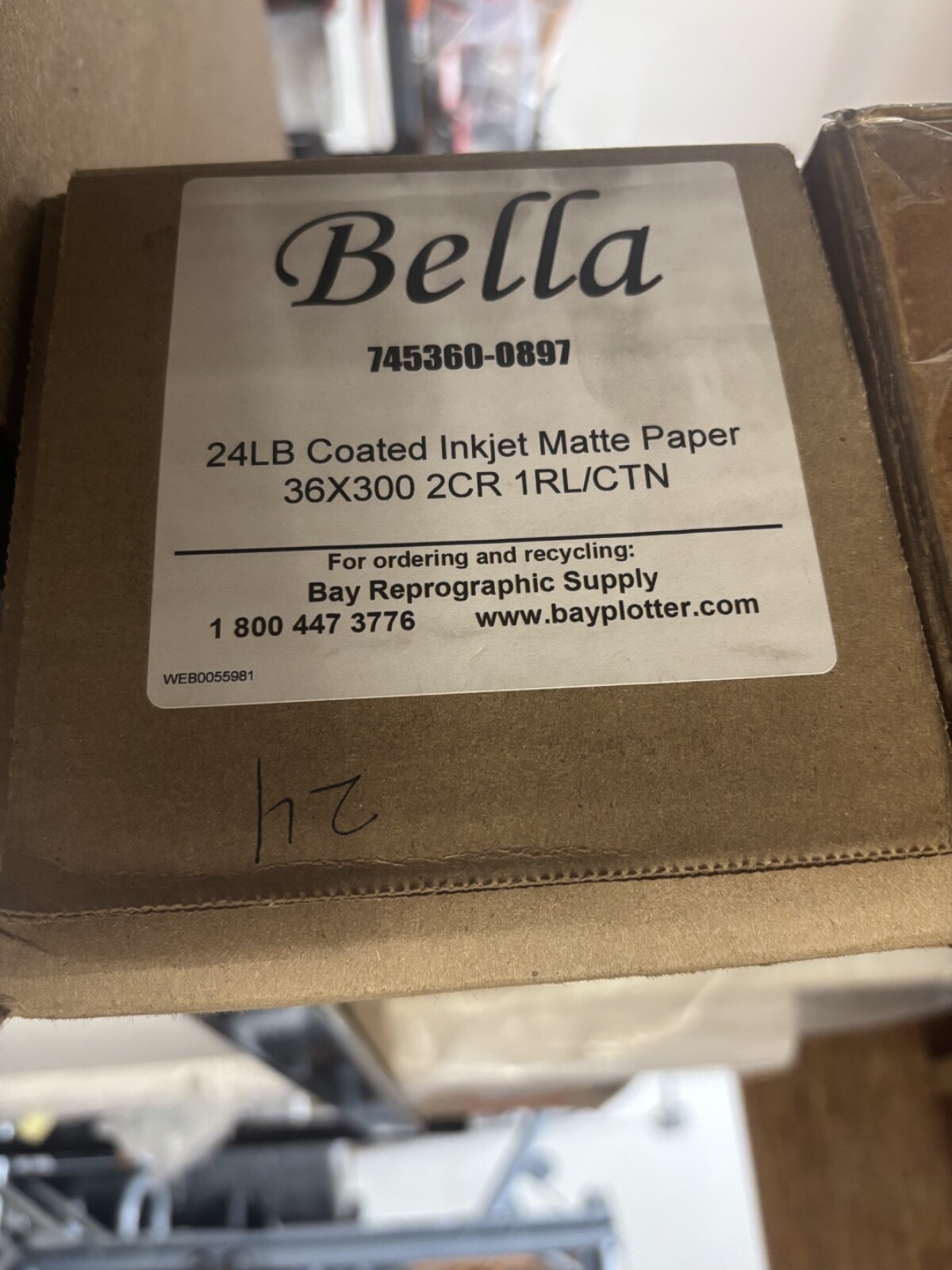 24LB Coated Inkjet Matte Paper 36×300 2CR – NEW