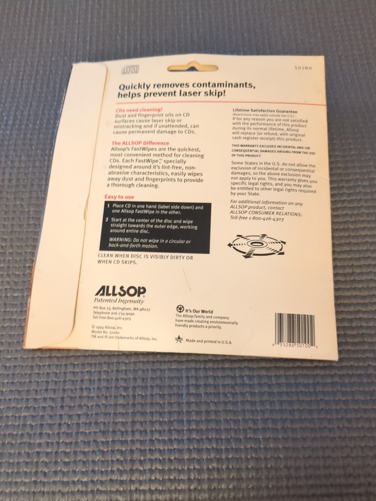Allsop 50100 Fastwipes CD/DVD Cleaning Cloth Lint Free 15 Pack [New Cleaner]